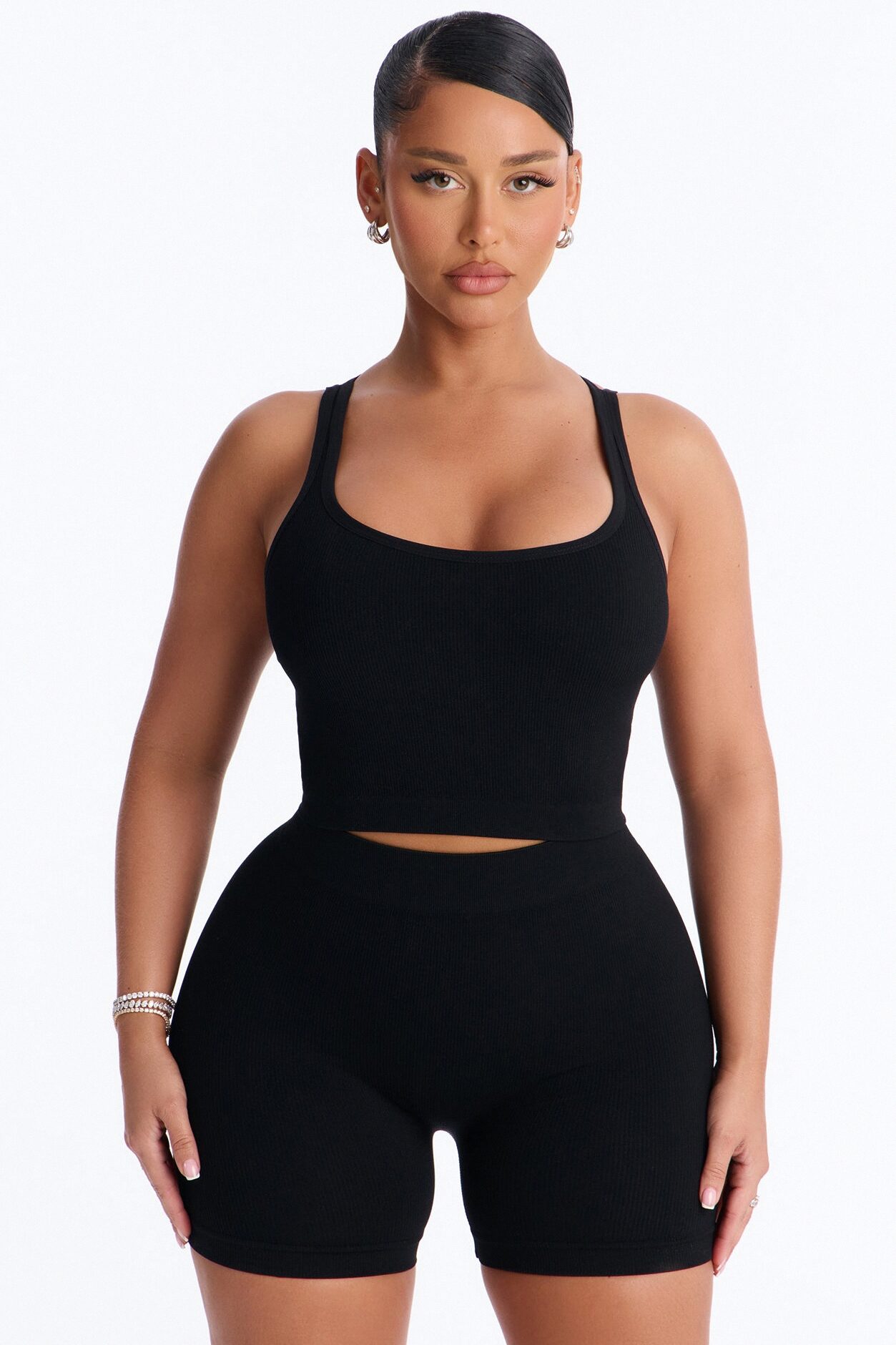 Core Power Seamless Biker Short Set - Black