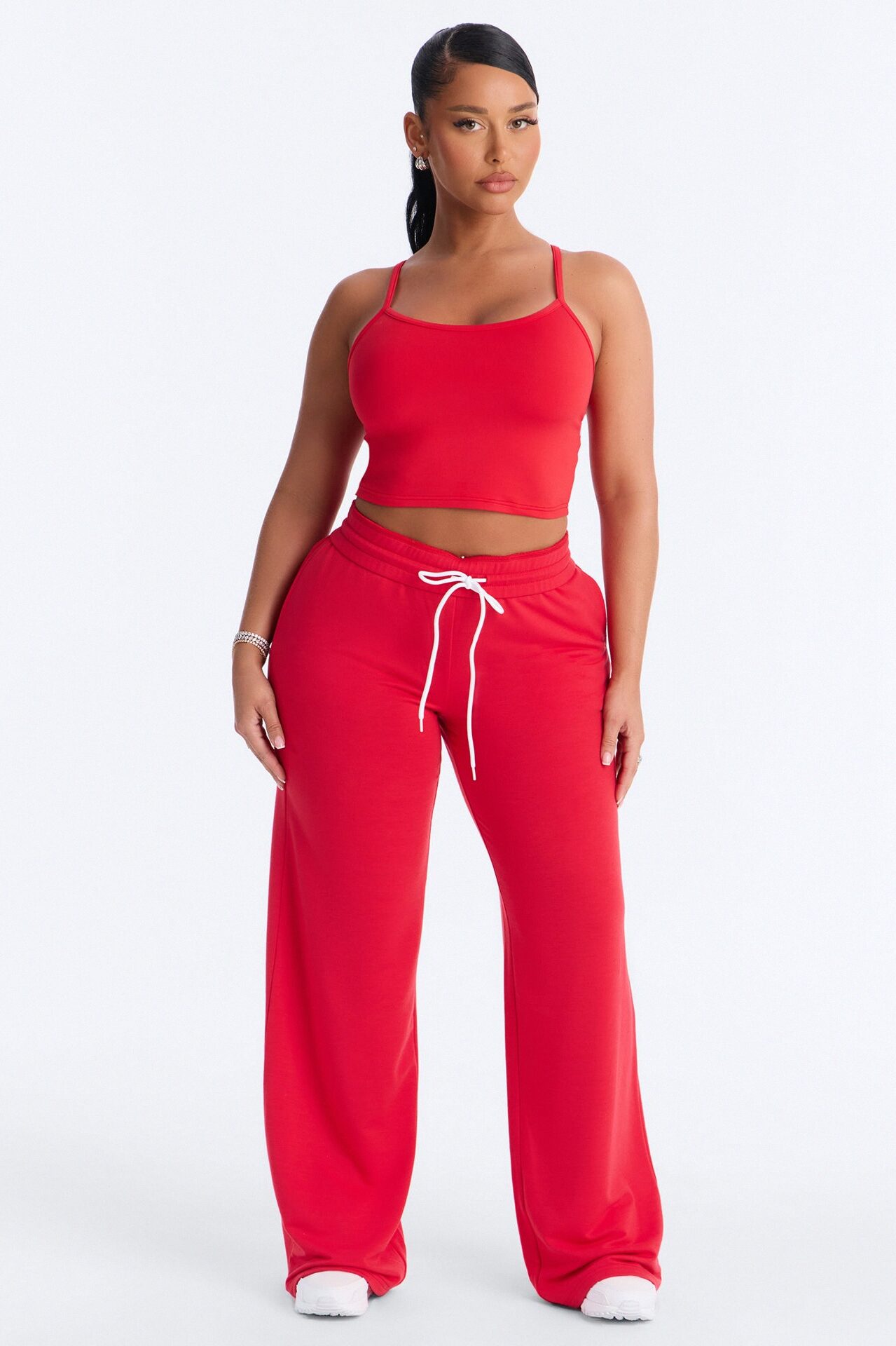 Tiana Wide Leg Pant Set - Red