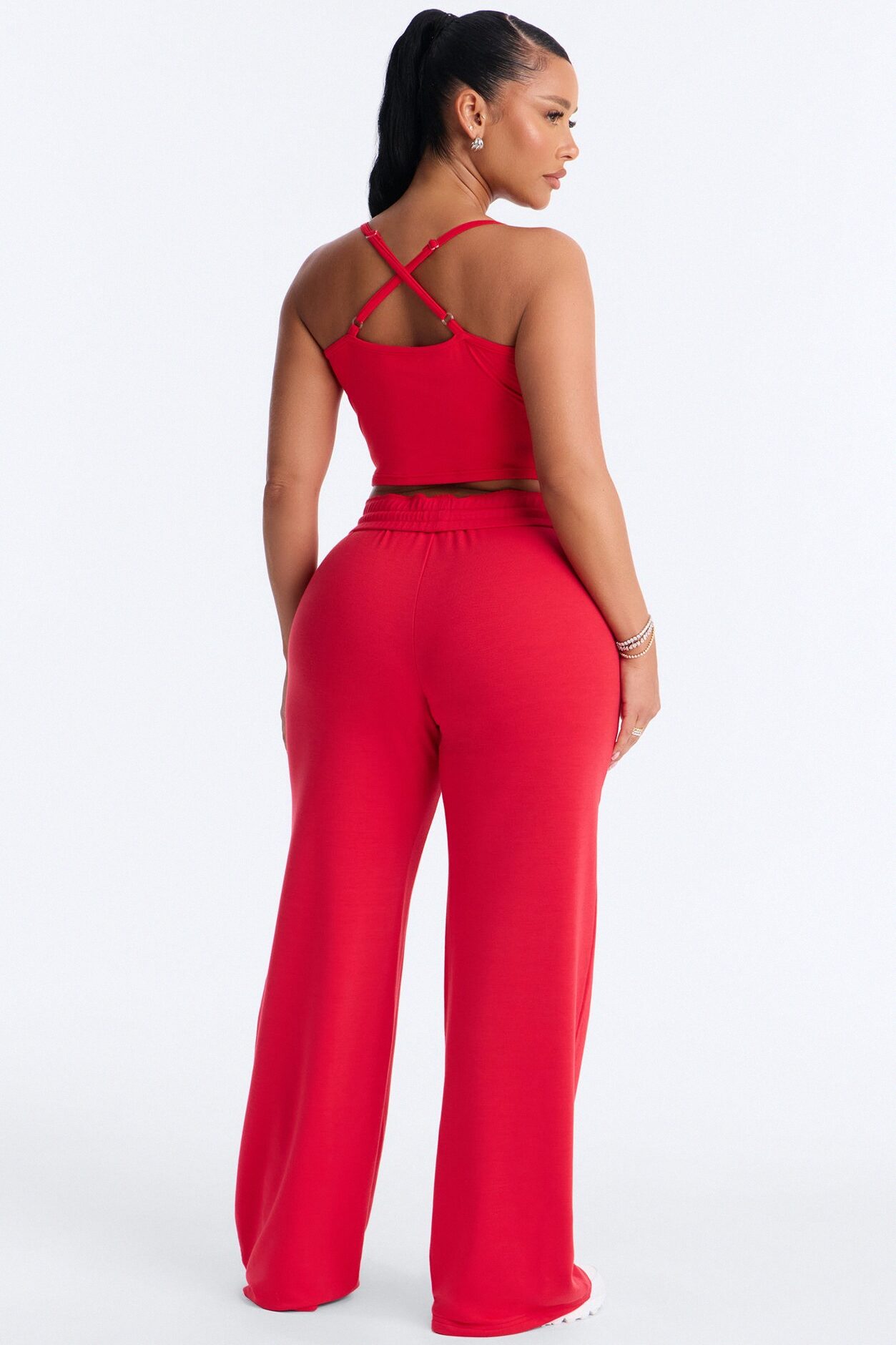 Tiana Wide Leg Pant Set - Red