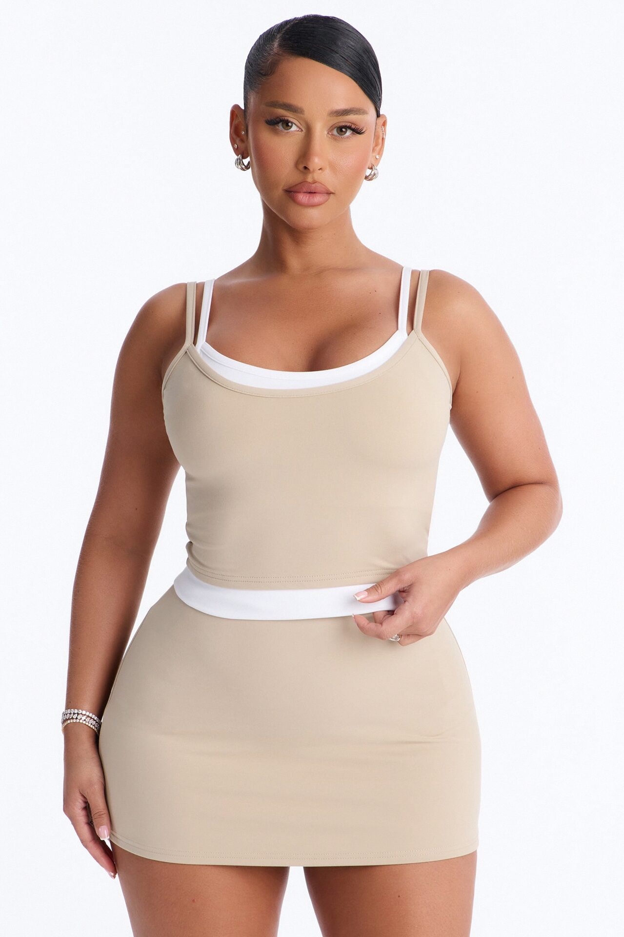 Claudia Mini Skirt Set - Taupe