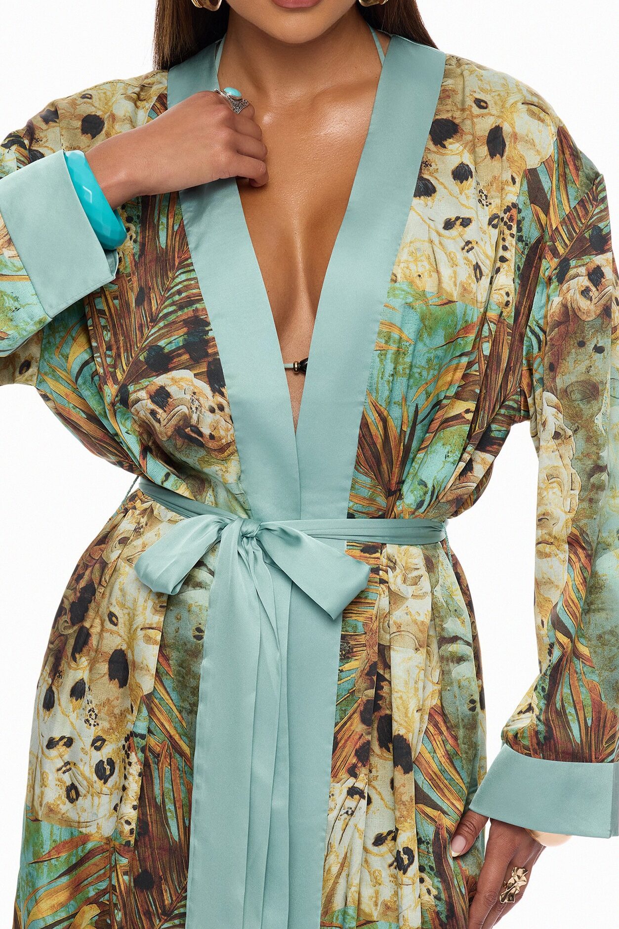 Call Me Coastal Satin Pant Set - Blue/combo