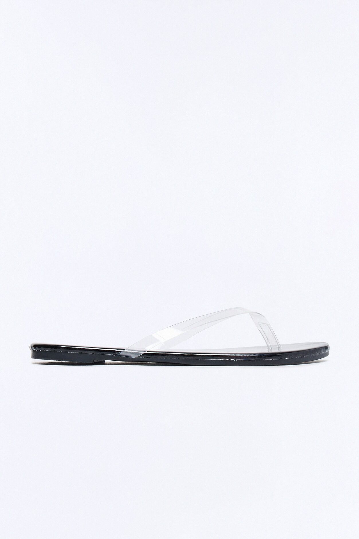 Papaya Clear Strap Flip Flops - Black