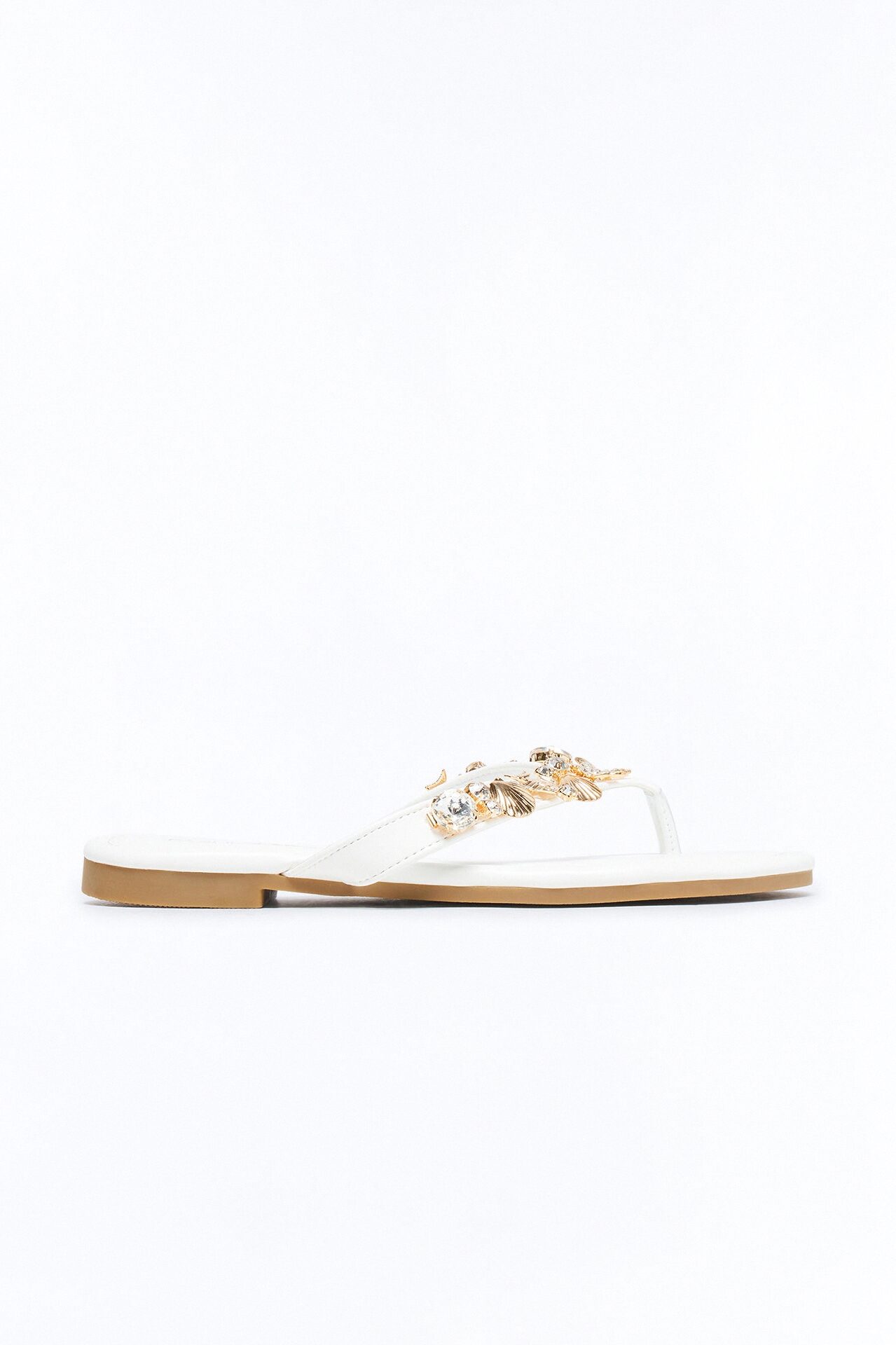 Attina Seashell Charm Flip Flops - White