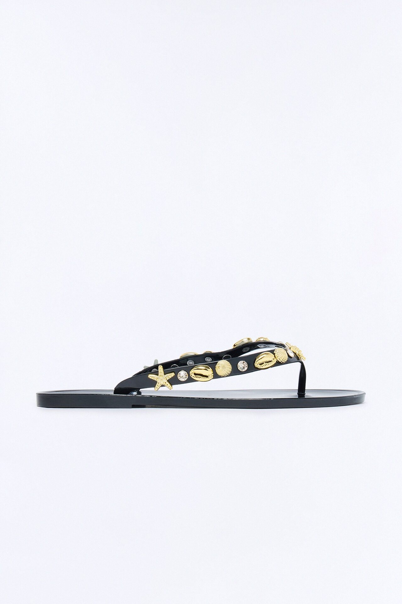 Odella Seashell Jelly Flip Flops - Black