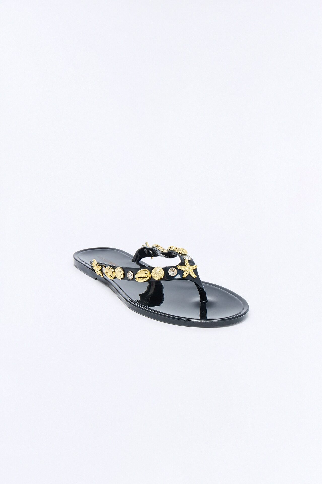 Odella Seashell Jelly Flip Flops - Black