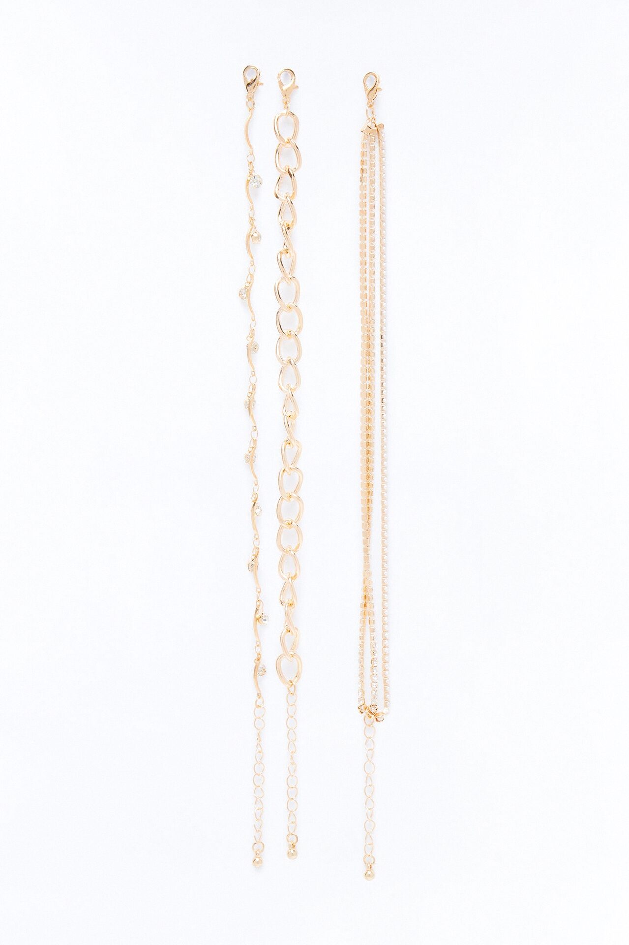 Twinkling Lights 3 Piece Anklet Set - Gold
