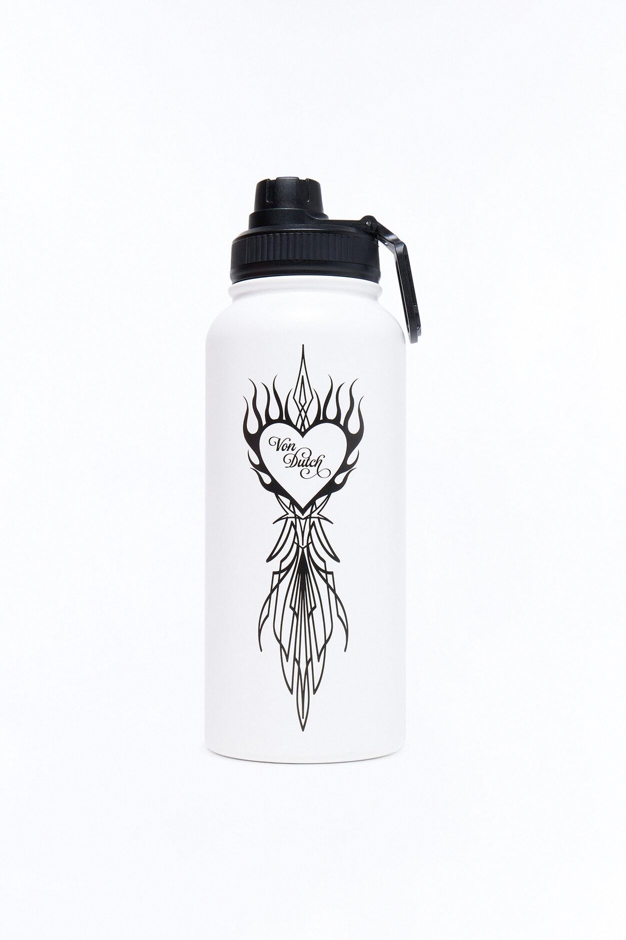 Von Dutch Heart 32 oz Stainless Steel Water Bottle - White/Black
