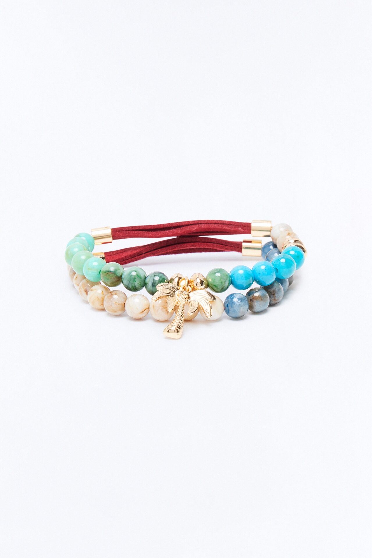 Paradise Mixed Material Bead Bracelet Set - Gold/Multi