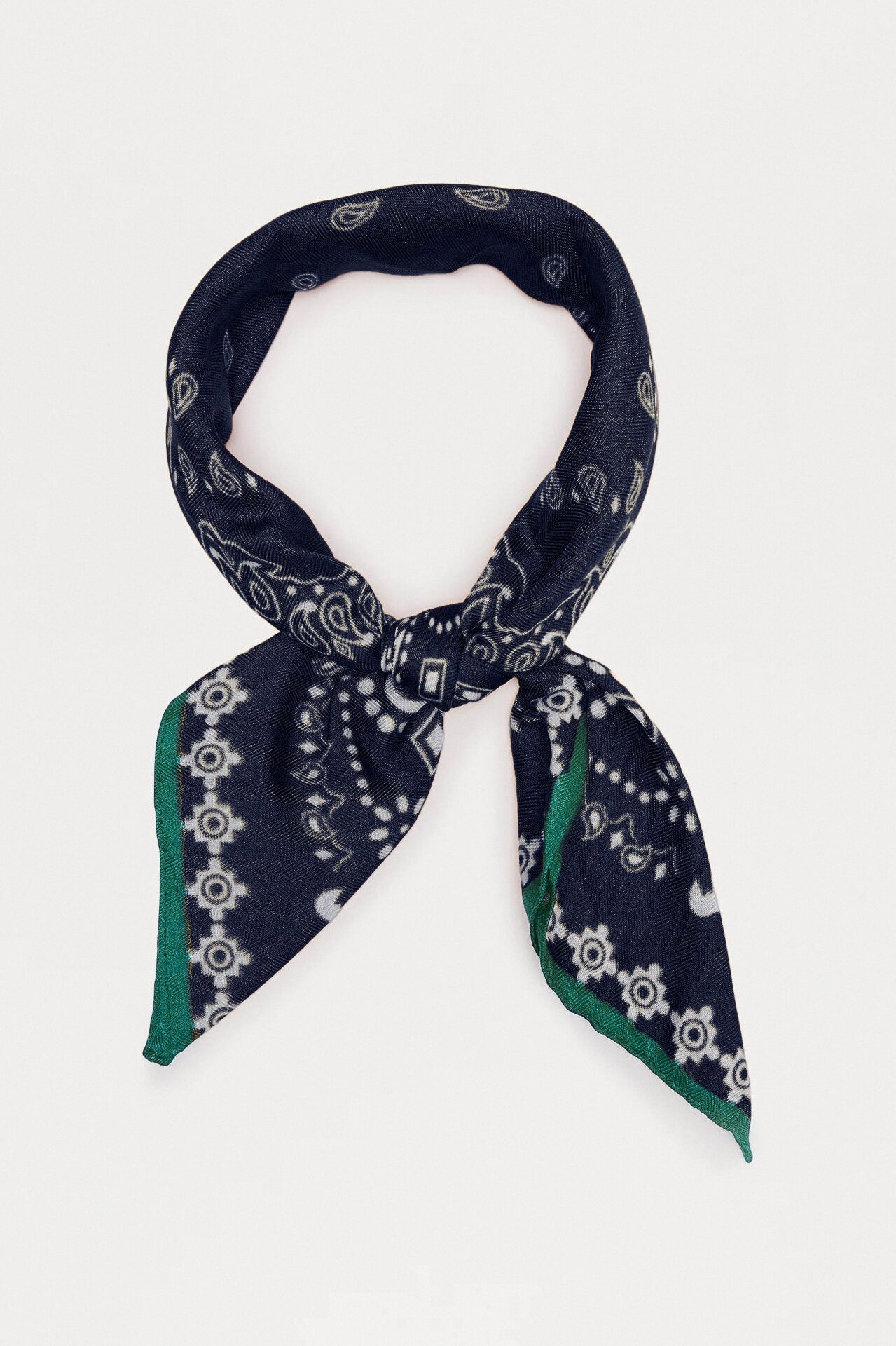 Rustic Paisley Head Scarf - Navy/combo