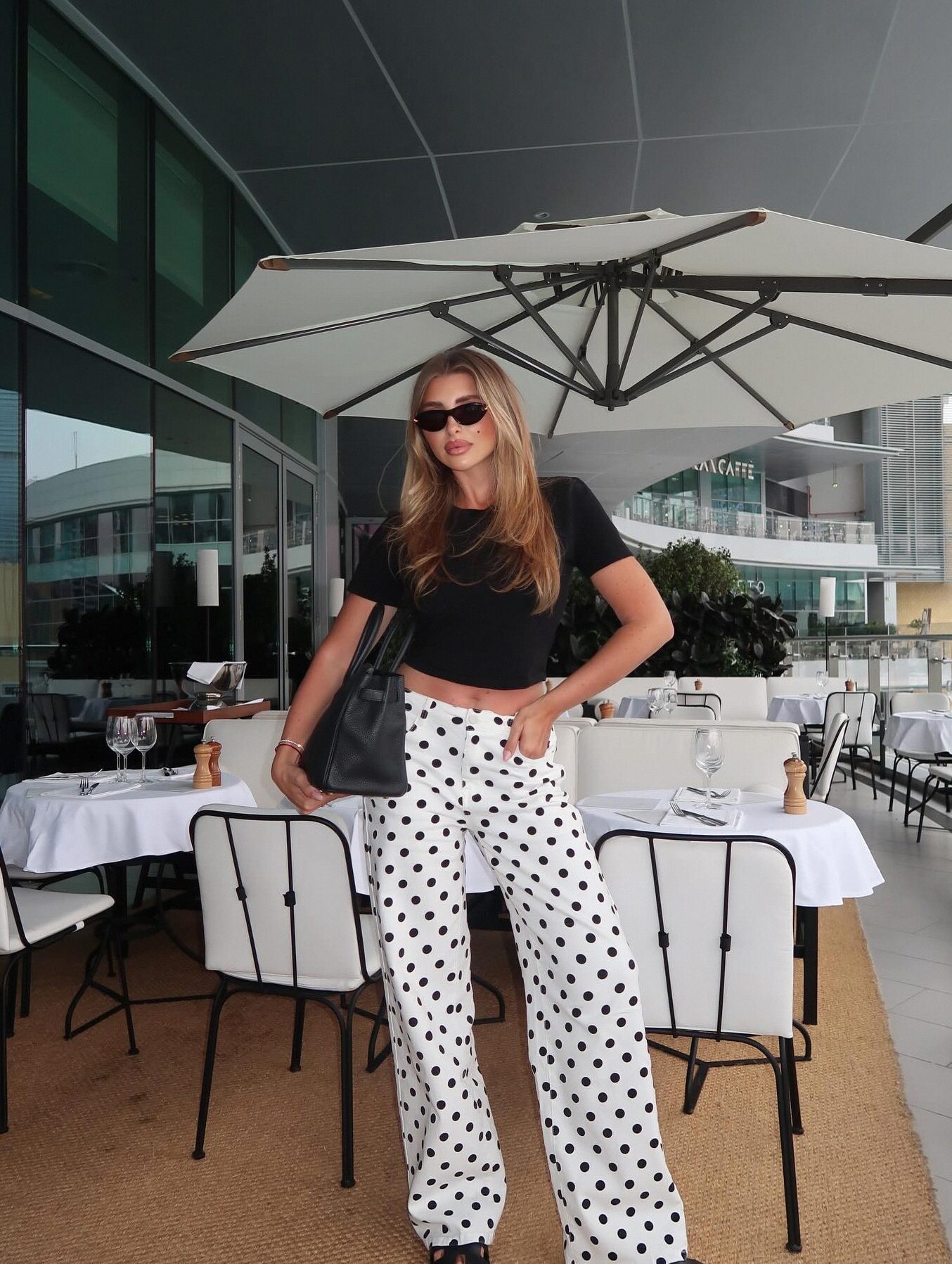 On The Dot Printed Wide Leg Jeans - White/combo
