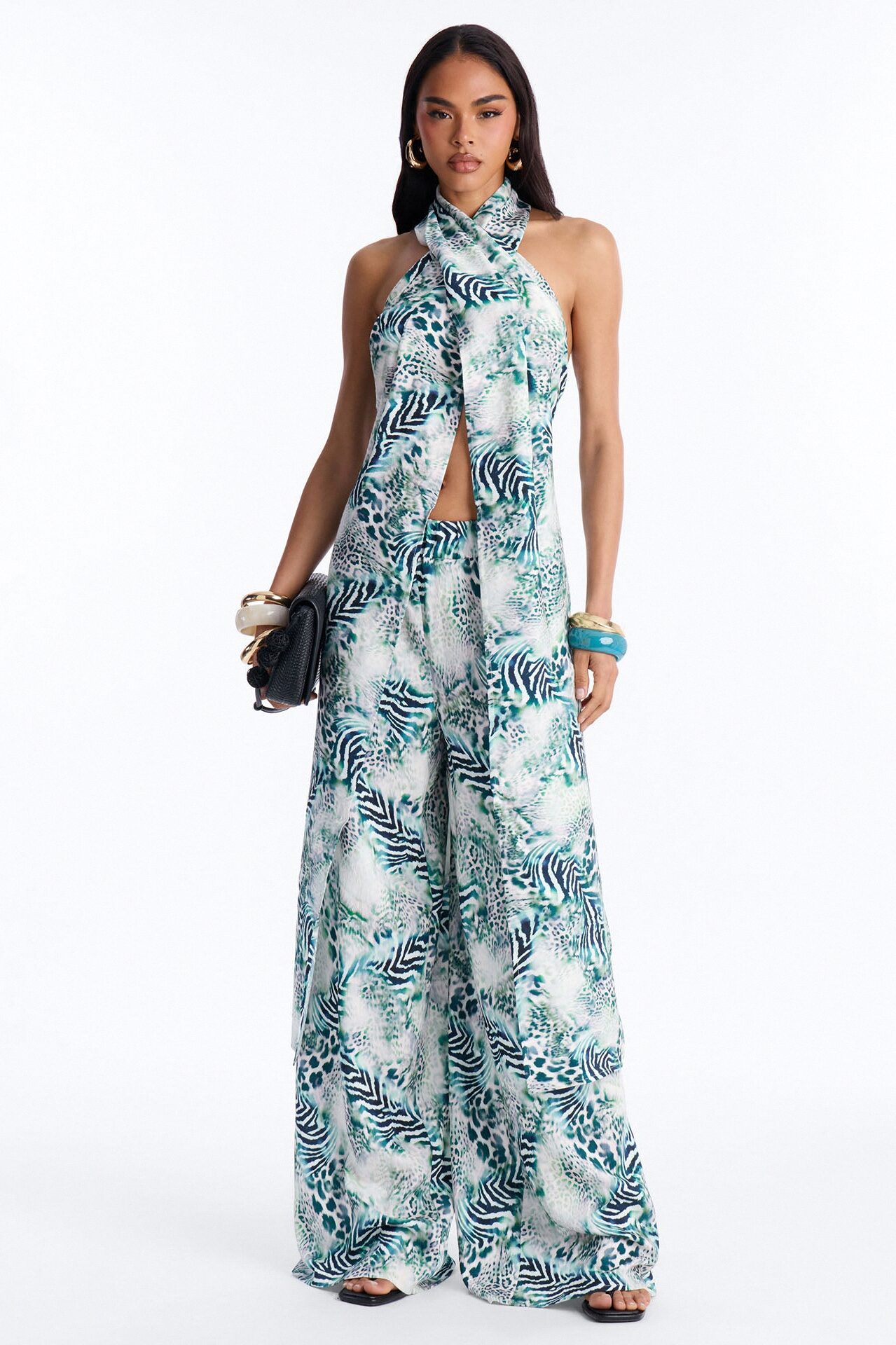 Spot On Halter Pant Set - Green/combo