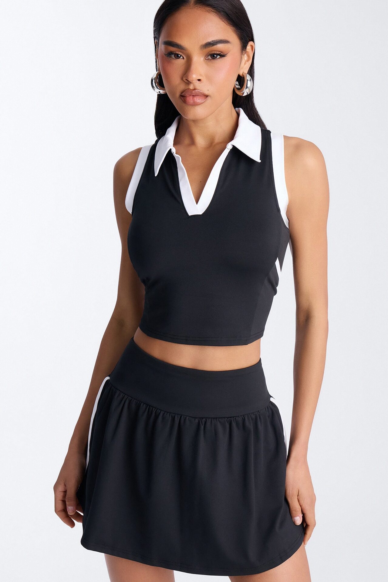 Courtside Cutie Mini Skirt Set - Black/White