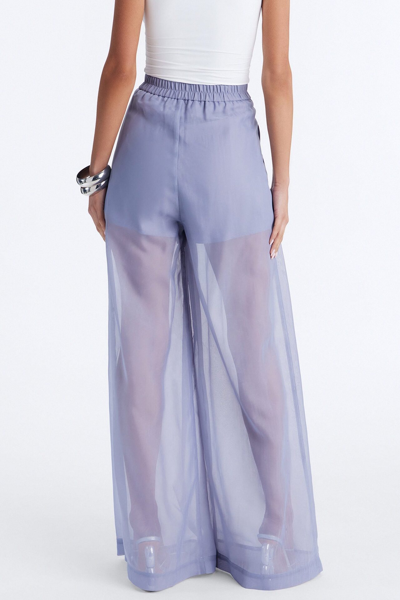 Hollie Wide Leg Organza Pant - Slate Grey