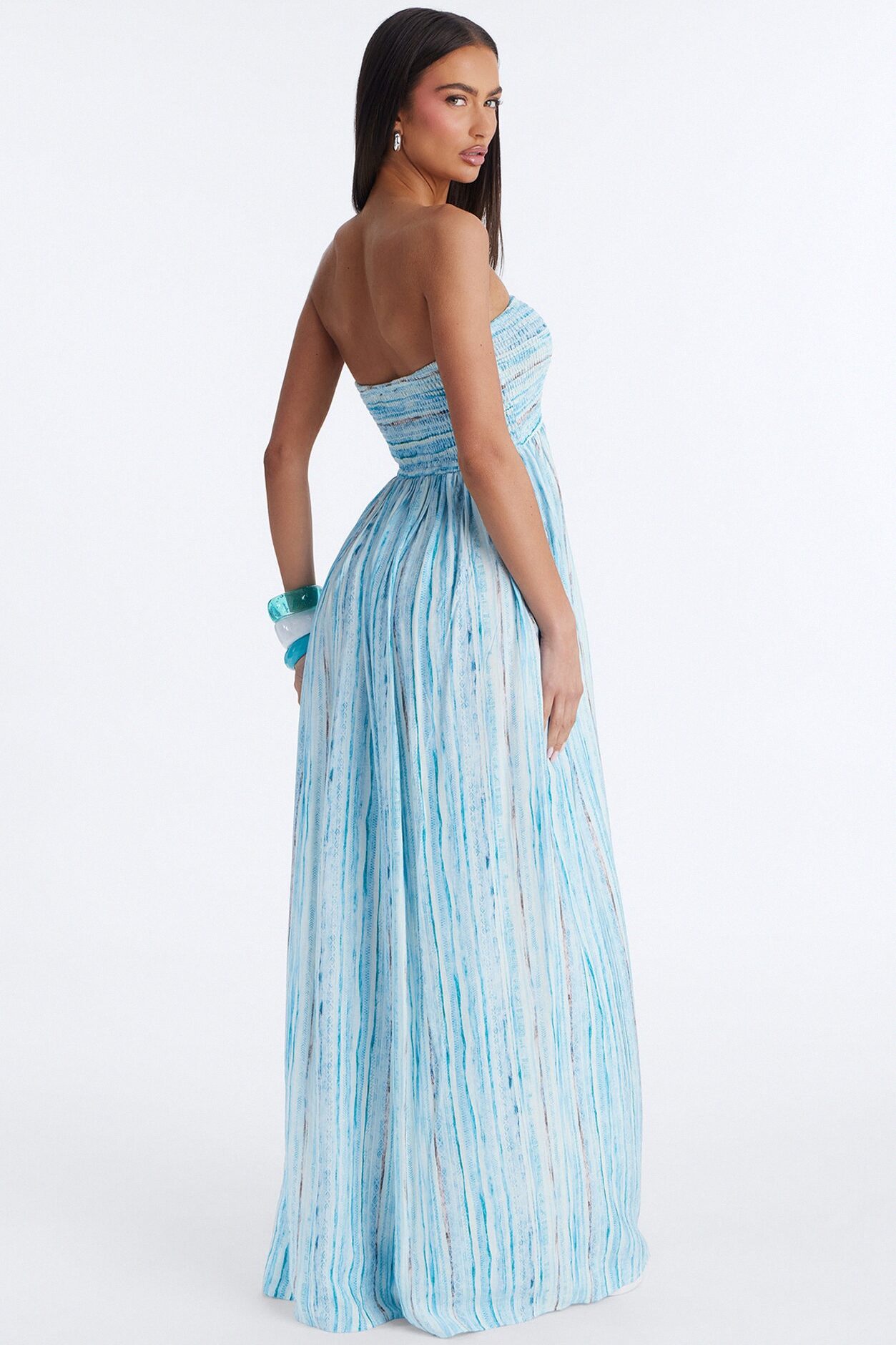 Kayla Smocked Extreme Wide Leg Jumpsuit - Blue