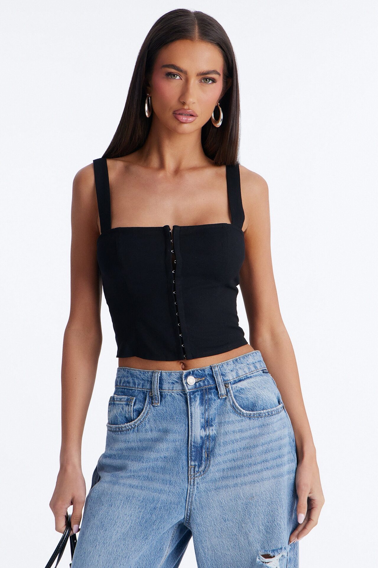 Tan Lines Smocked Linen Top - Black