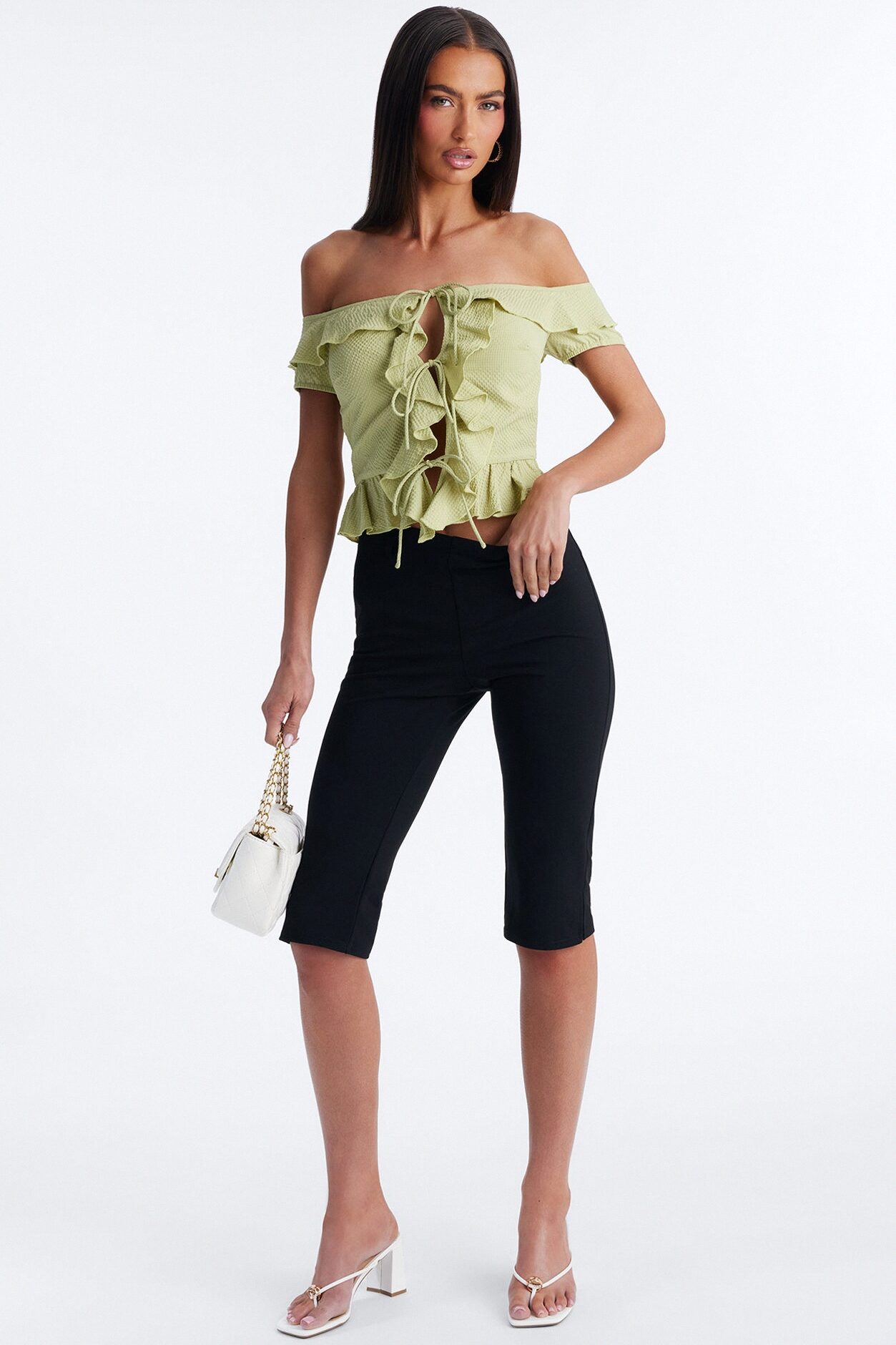 Matcha Girly Ruffle Flyaway Top - Sage