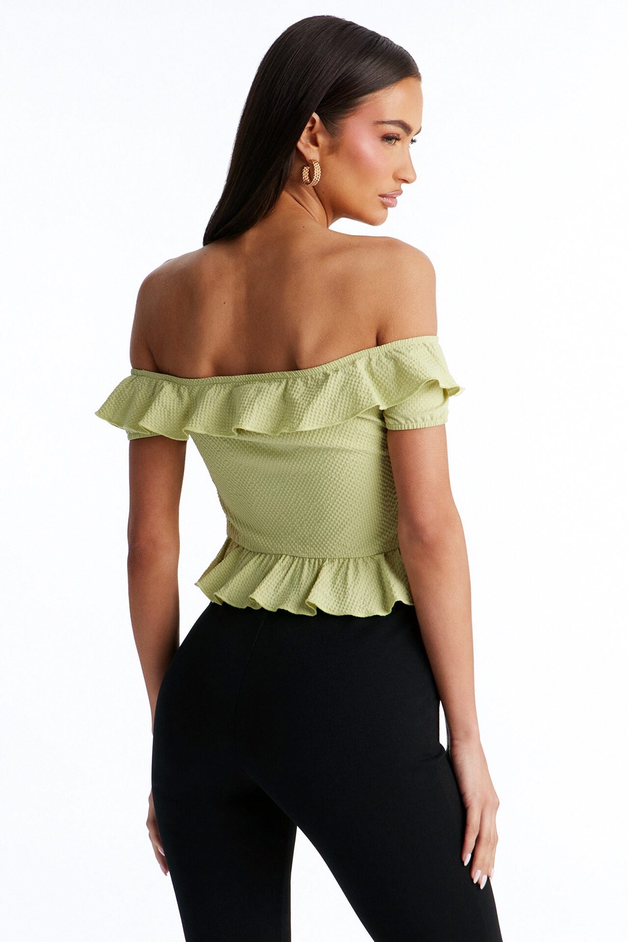Matcha Girly Ruffle Flyaway Top - Sage