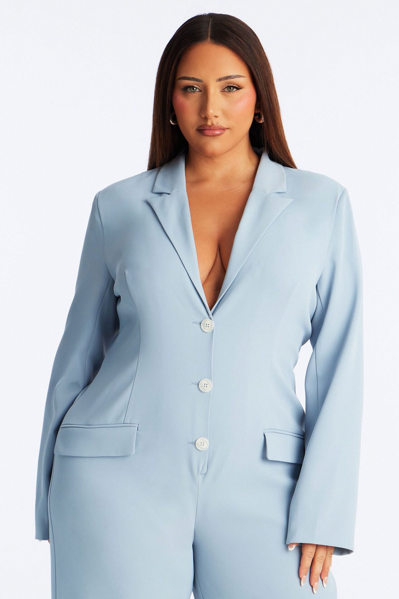 Office Hours Wide Leg Jumpsuit - Dusty Blue