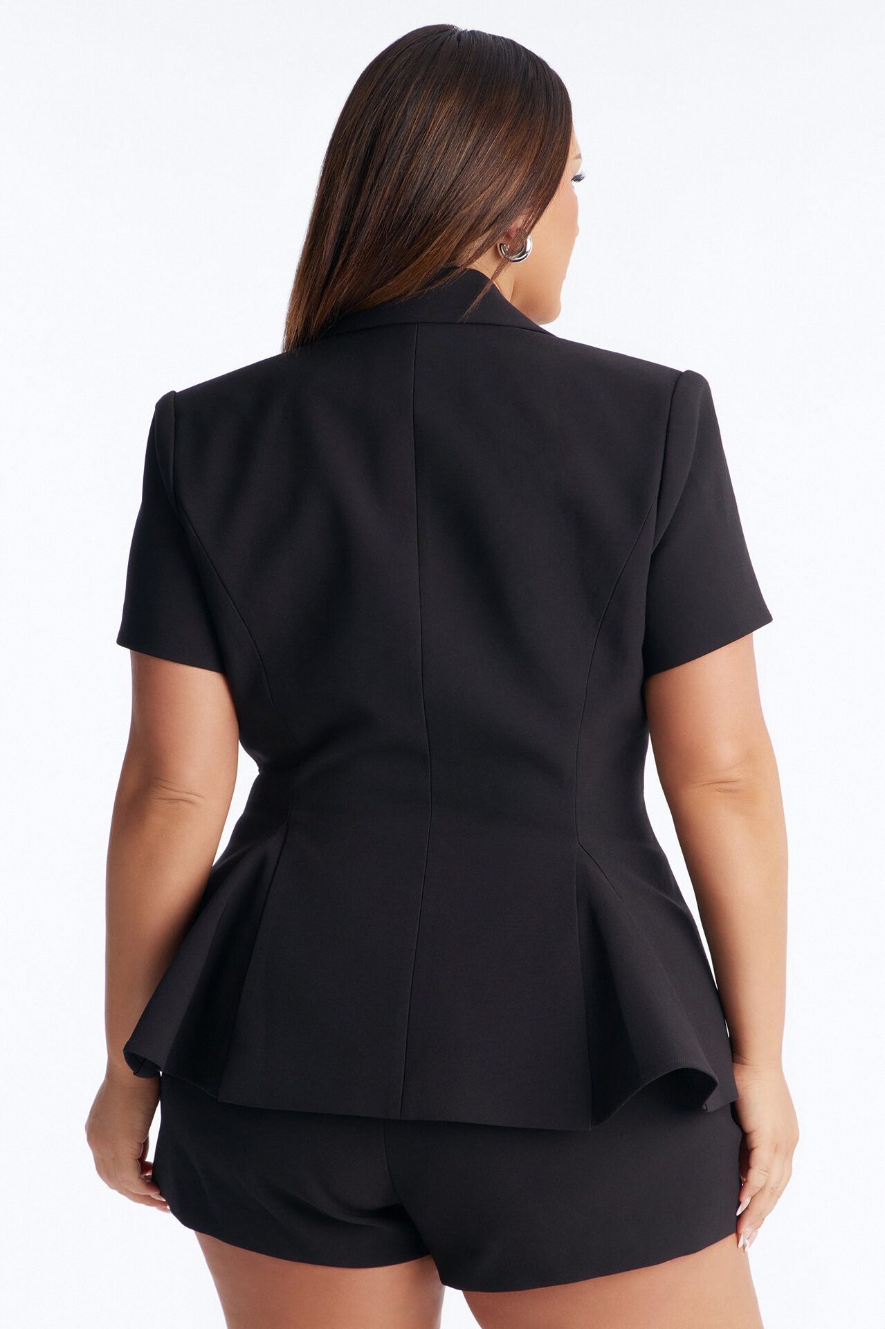 Mielle Short Sleeve Peplum Blazer - Black