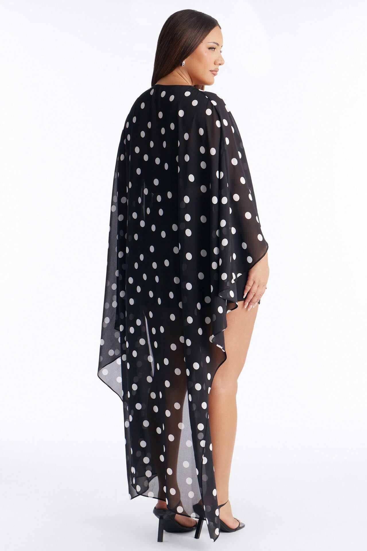 Sun Chaser Polka Dot Chiffon Poncho - Black/combo