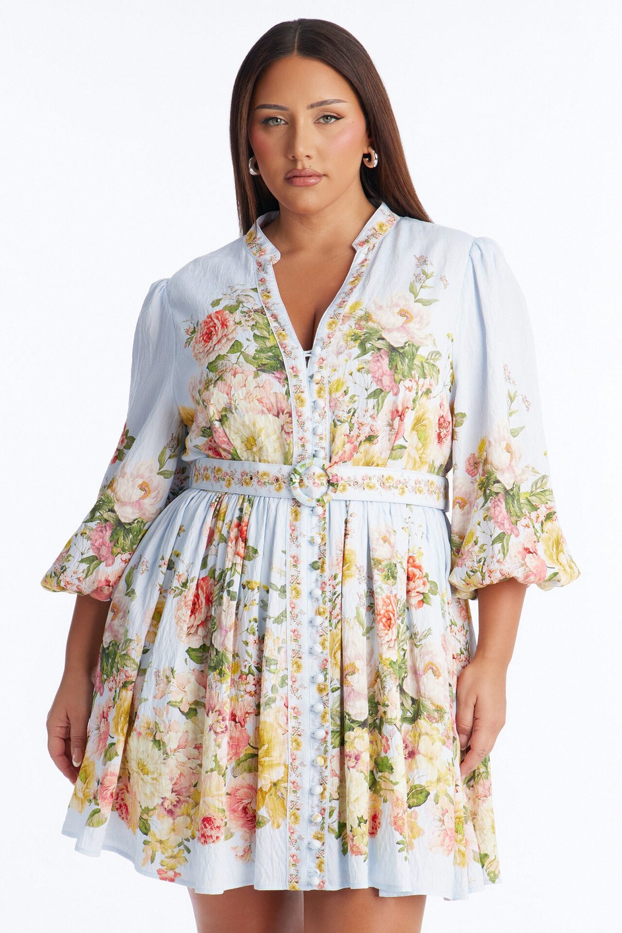 Blair Belted Rayon Mini Dress - Blue