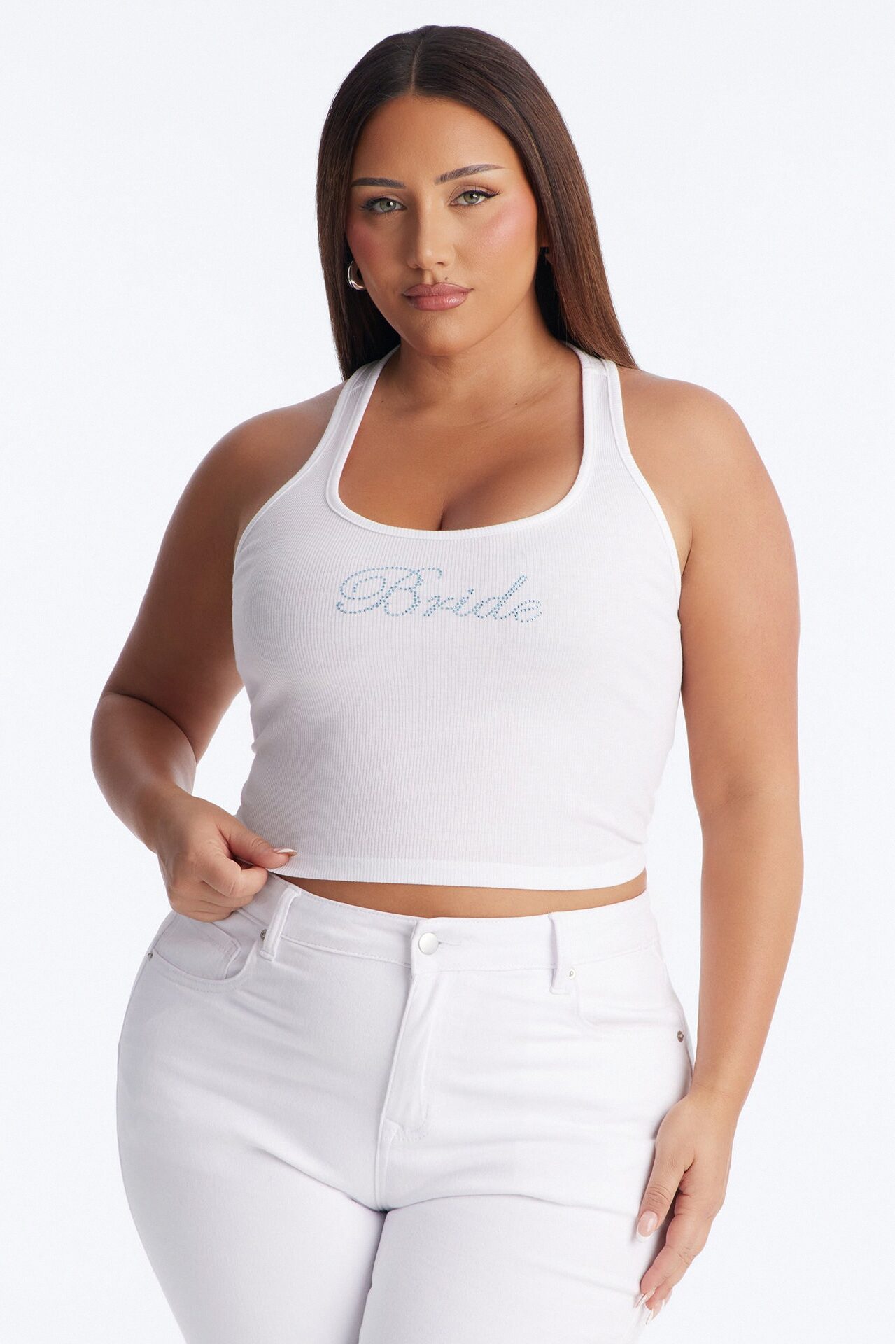 Bride To Be Rhinestone Tank Top - White