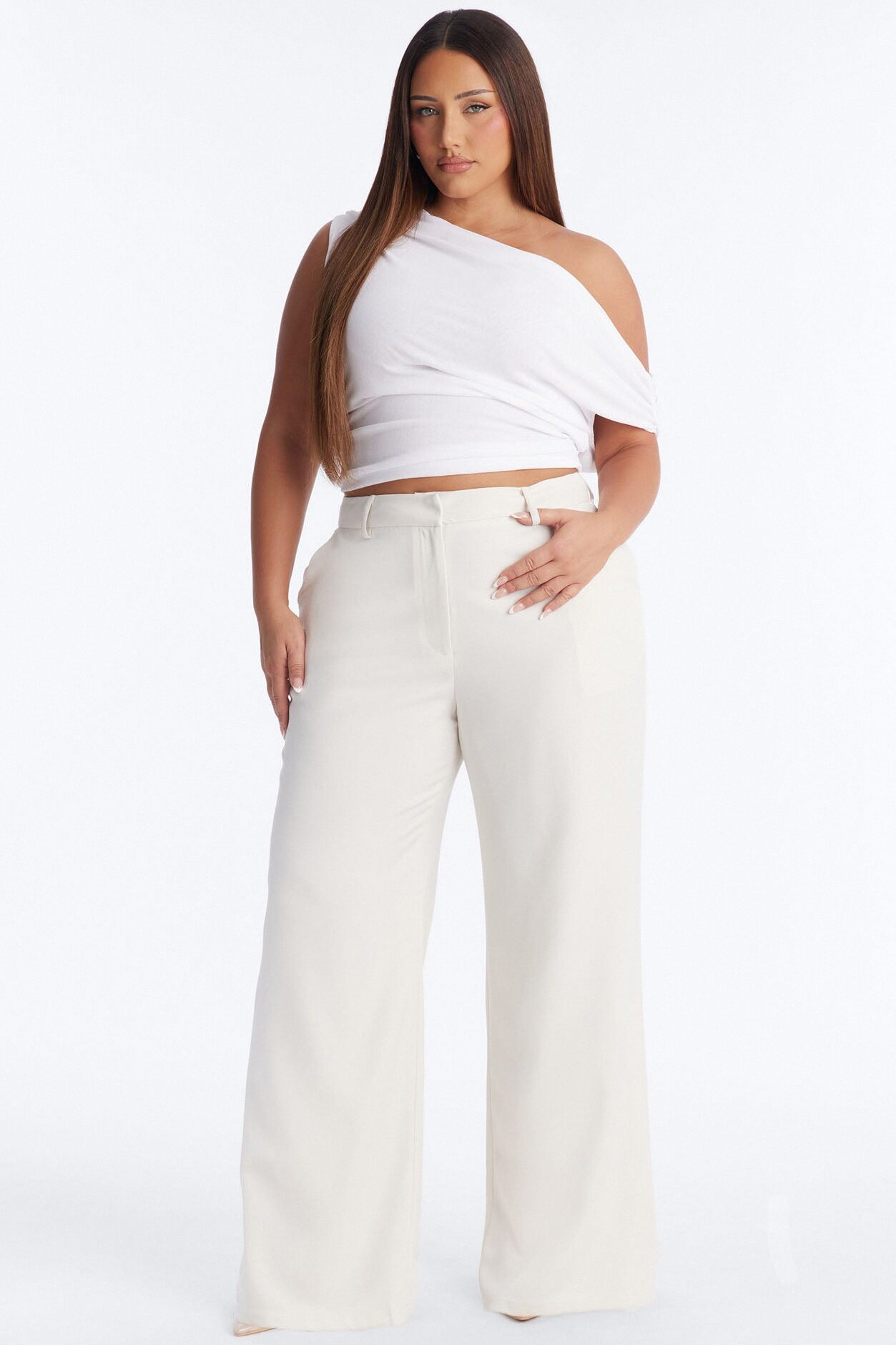 Luna Textured Off Shoulder Short Sleeve Top - White