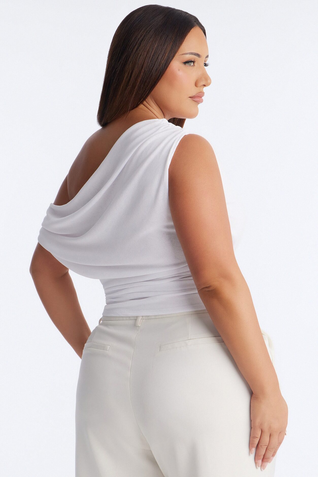 Luna Textured Off Shoulder Short Sleeve Top - White
