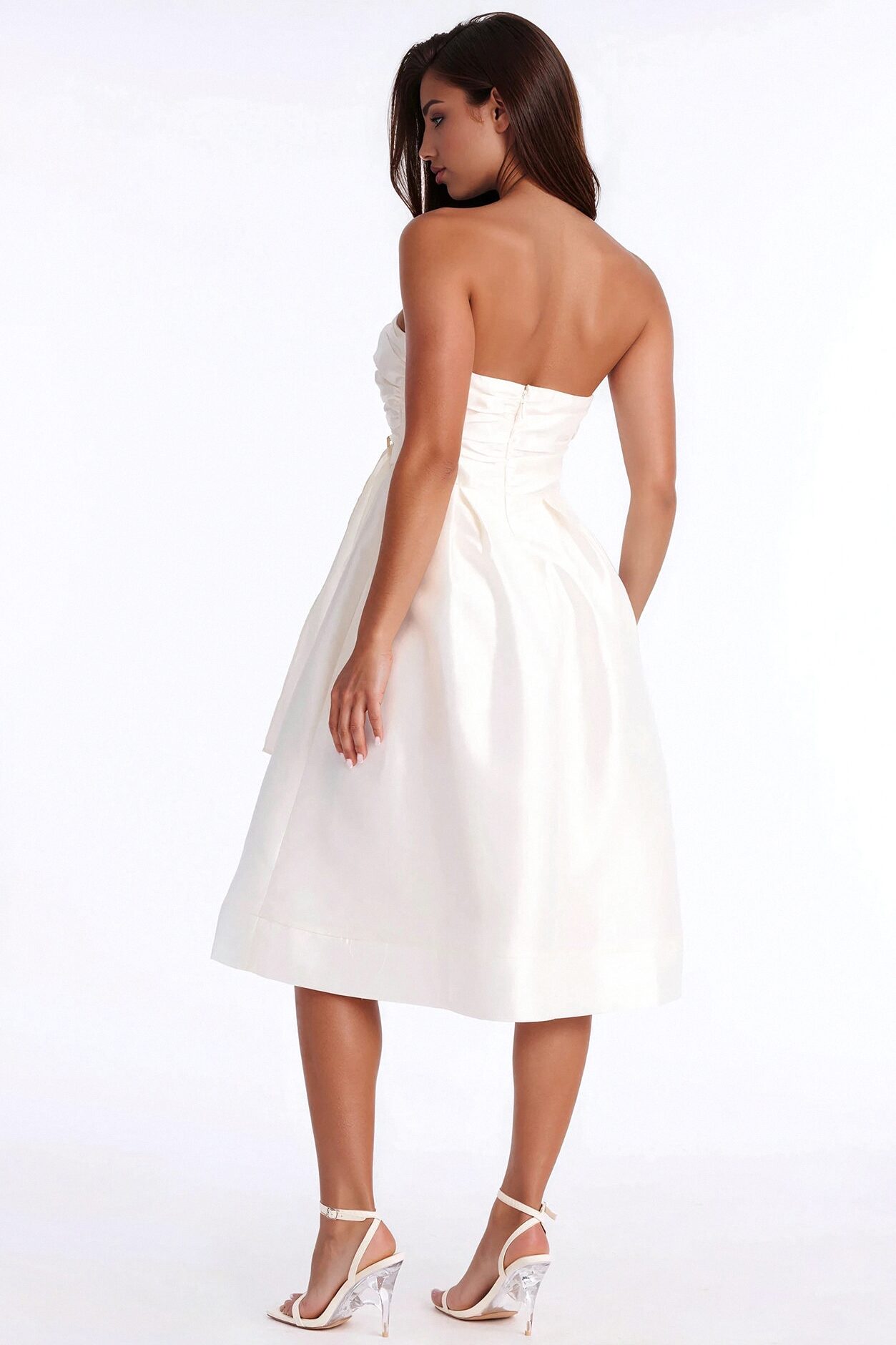 Iris Strapless Midi Dress - Cream