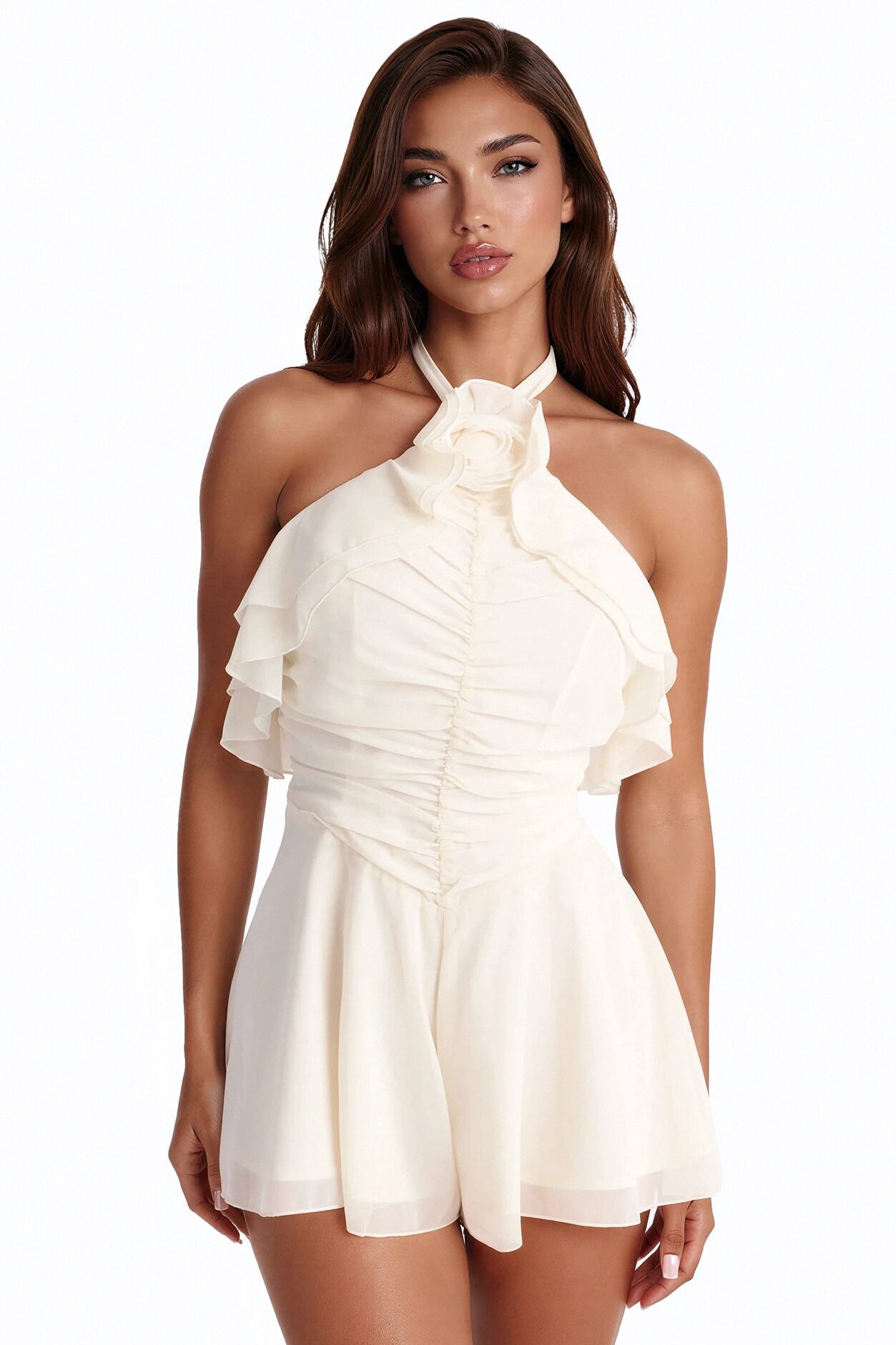 Pretty In Ruffles Romper - Cream