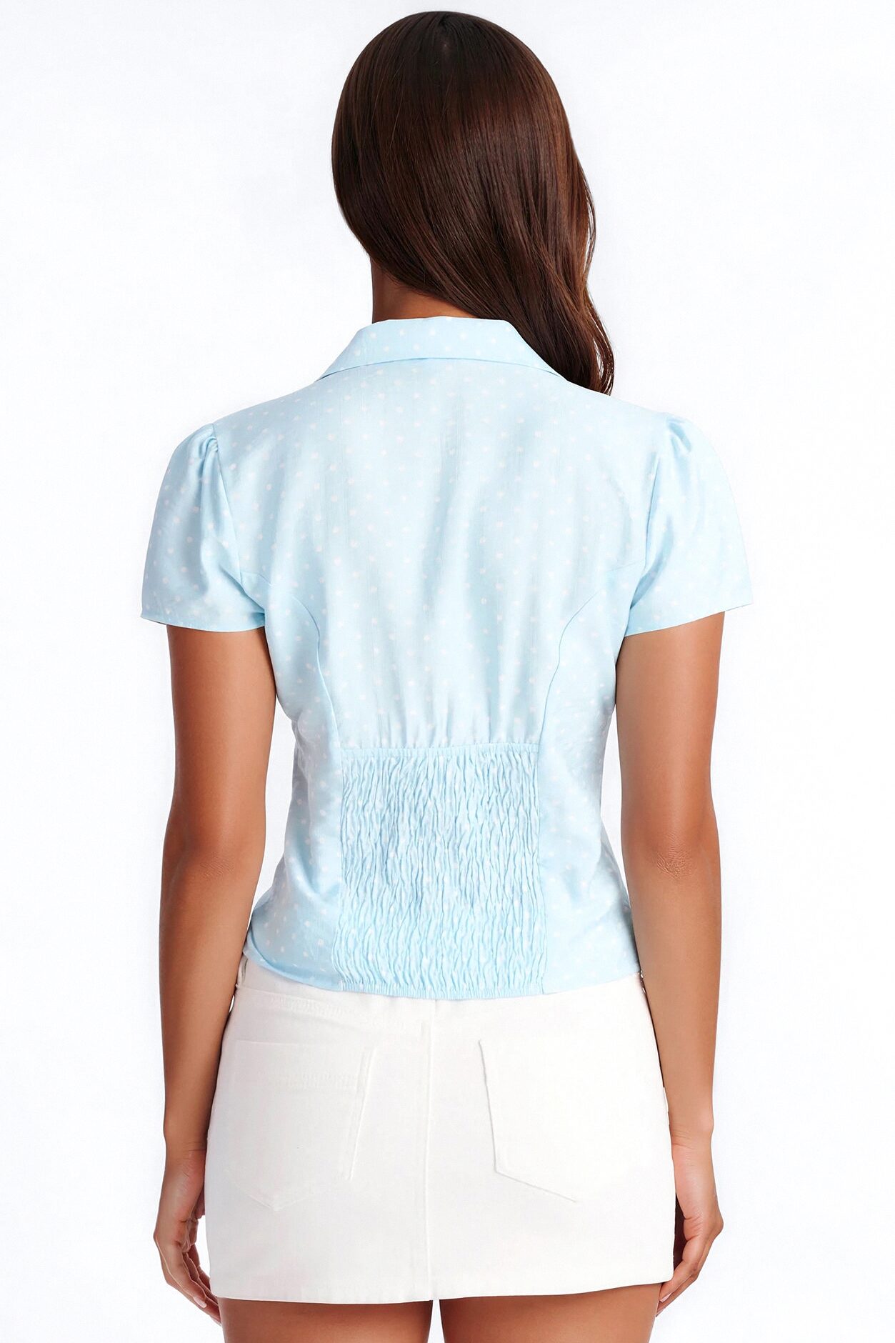 Fresh Season Polka Dot Linen Shirt - Blue/combo