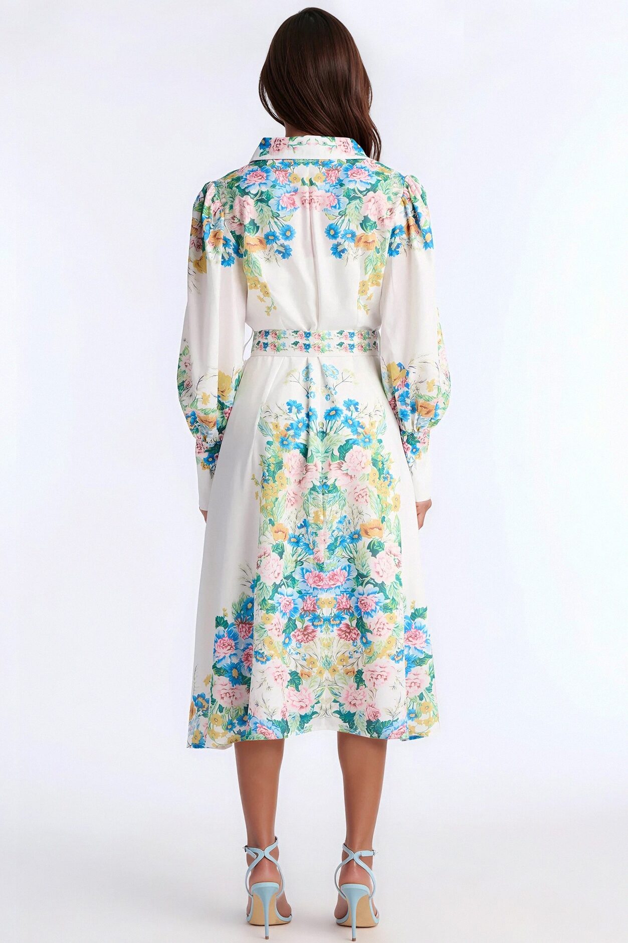 Izzy Floral Midi Dress - White/combo