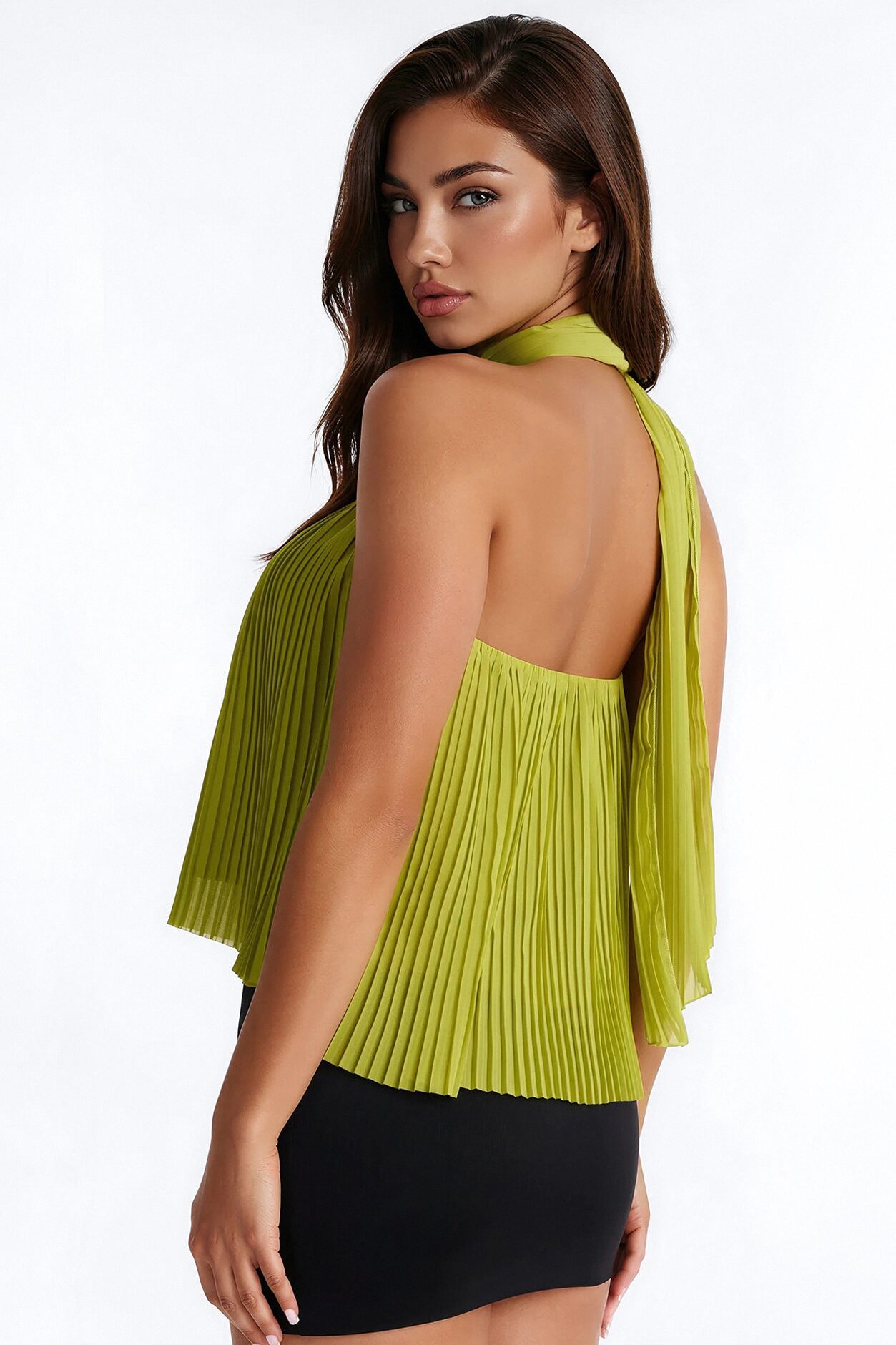 Caught In Your Sunlight Chiffon Scarf 2 Piece Top - Lime