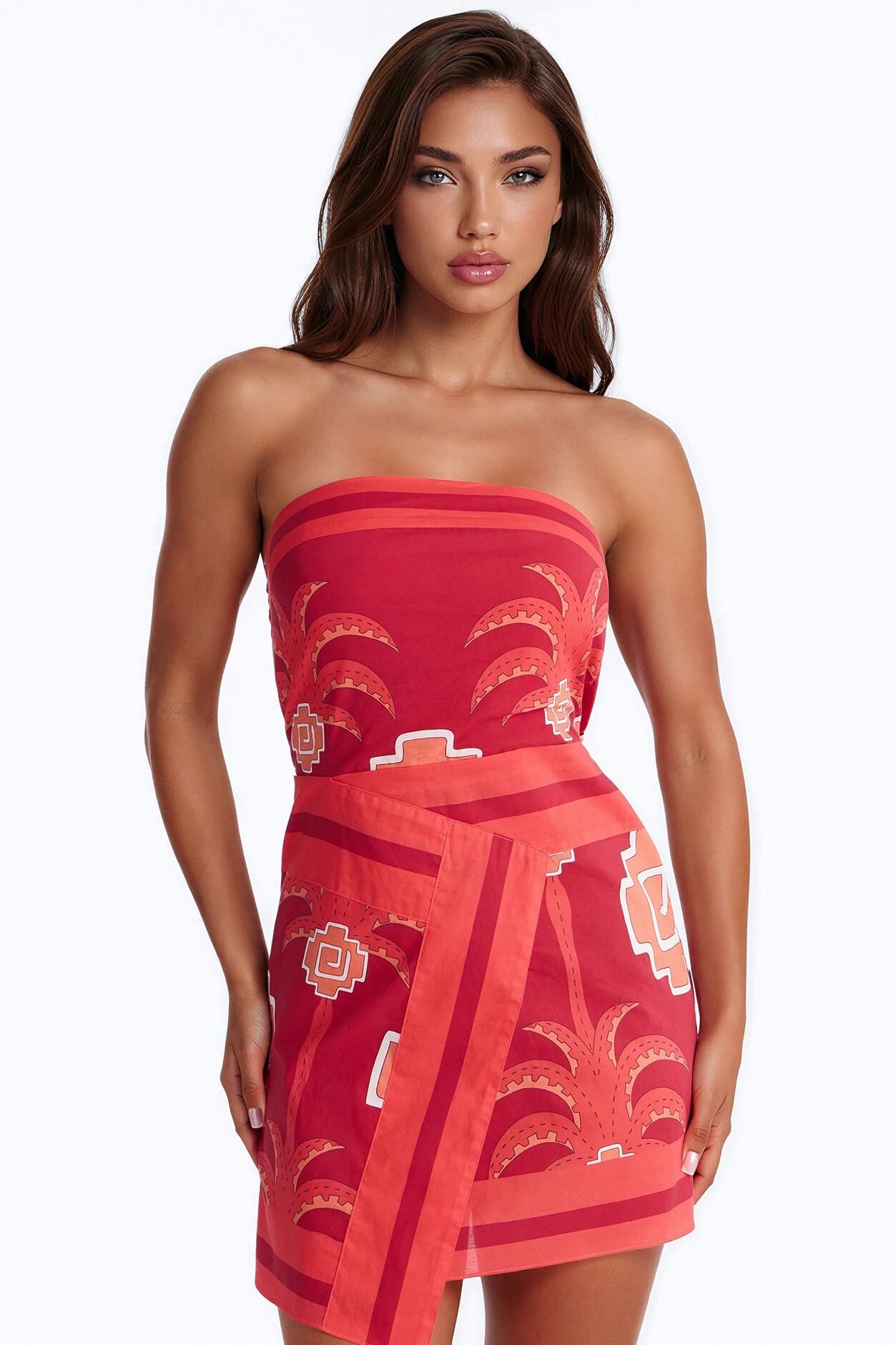 Eileen Wrap Mini Dress - Red