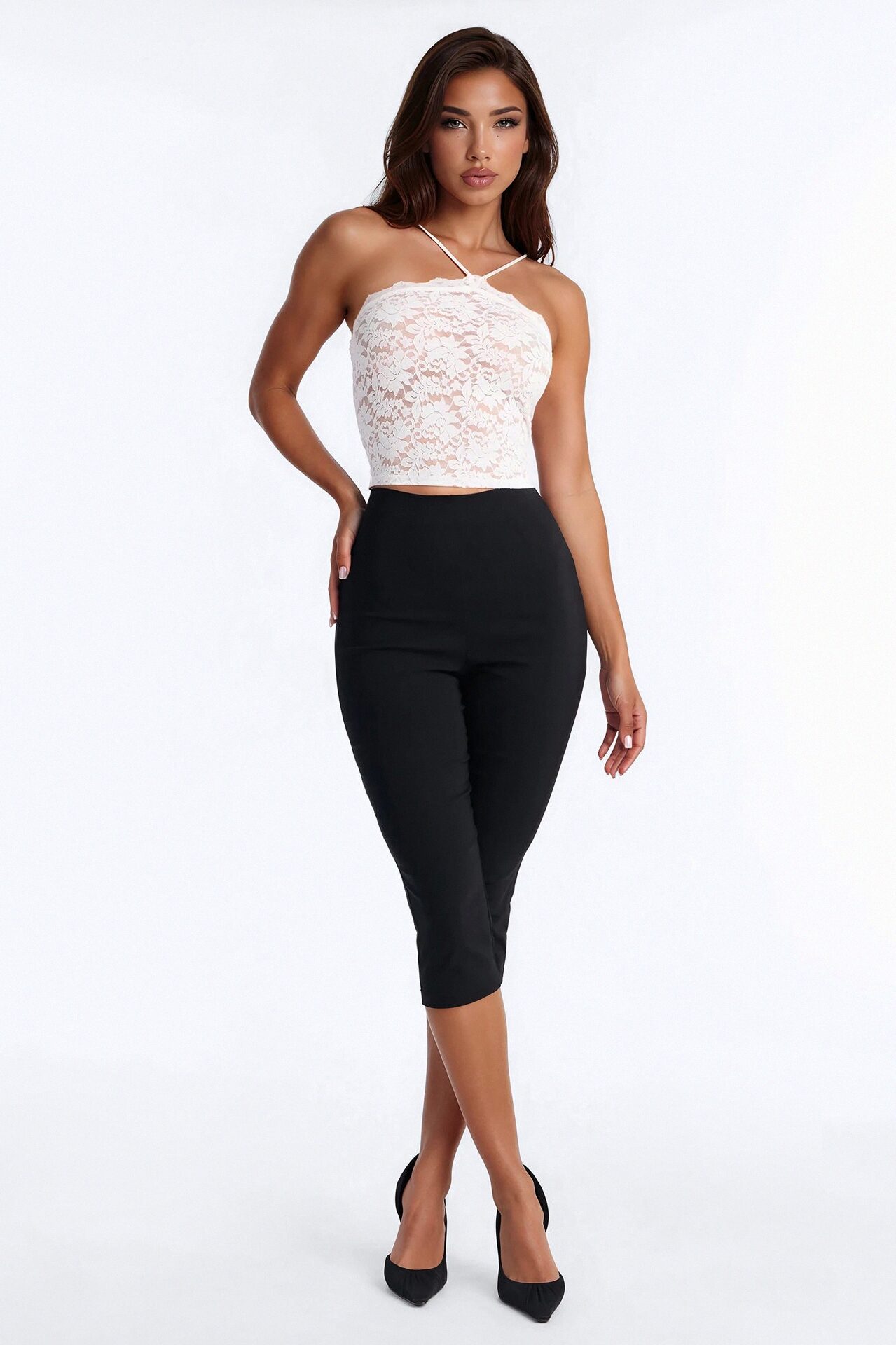 Lover Girl Sheer Lace Halter Top - White