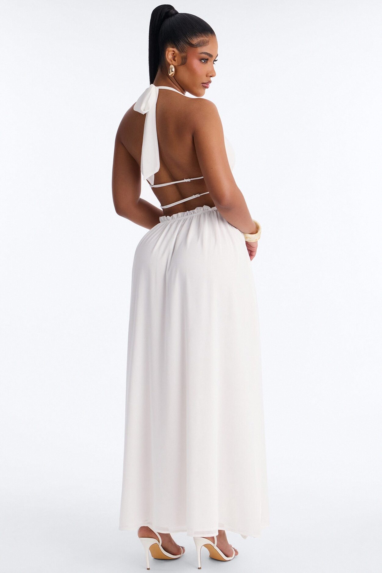 Lauryn Halter Chiffon Maxi Dress - White