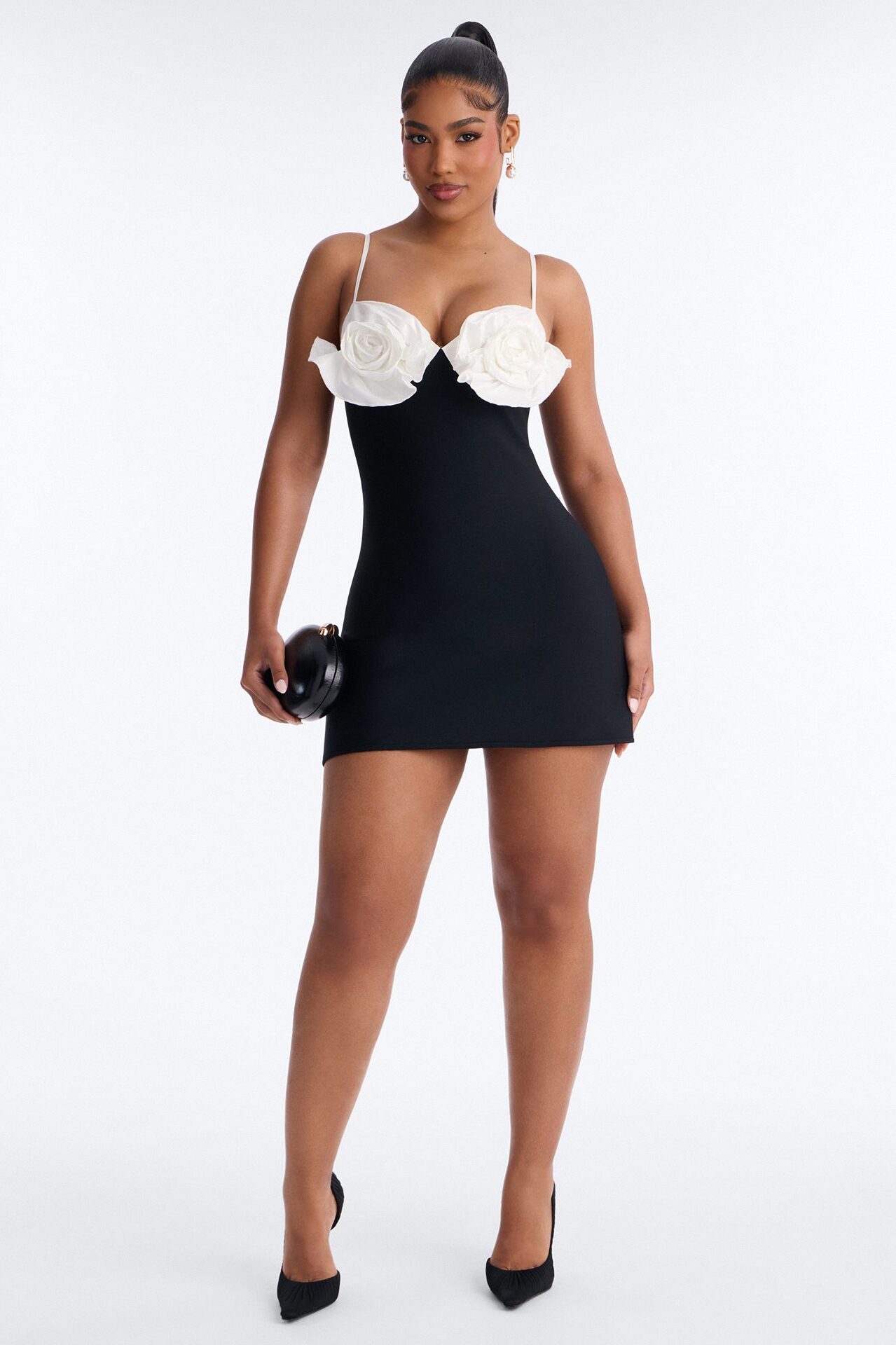 Talia Spaghetti Strap Bandage Mini Dress - Black/White