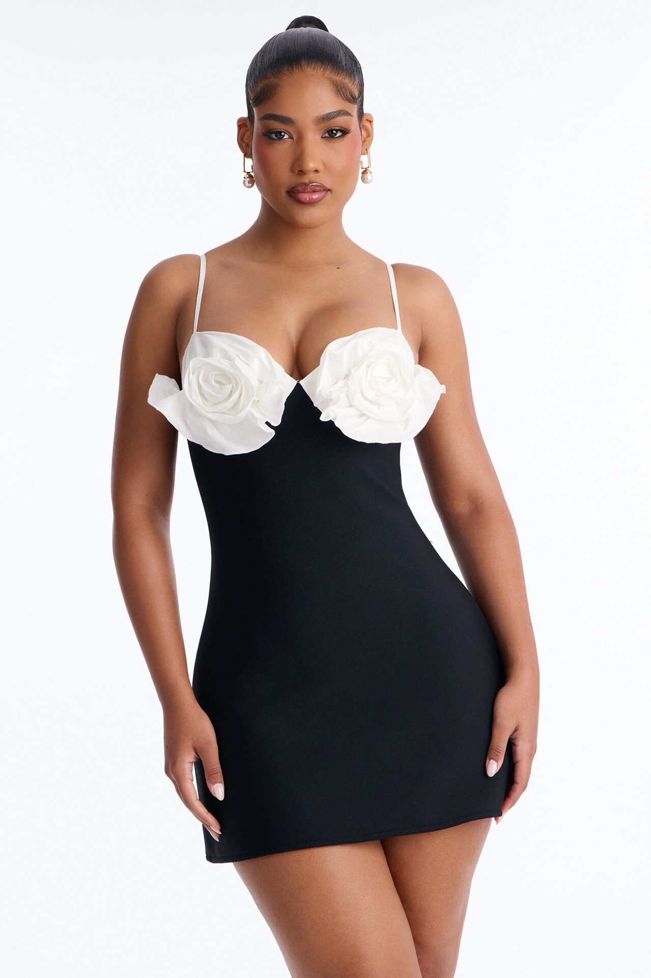 Talia Spaghetti Strap Bandage Mini Dress - Black/White
