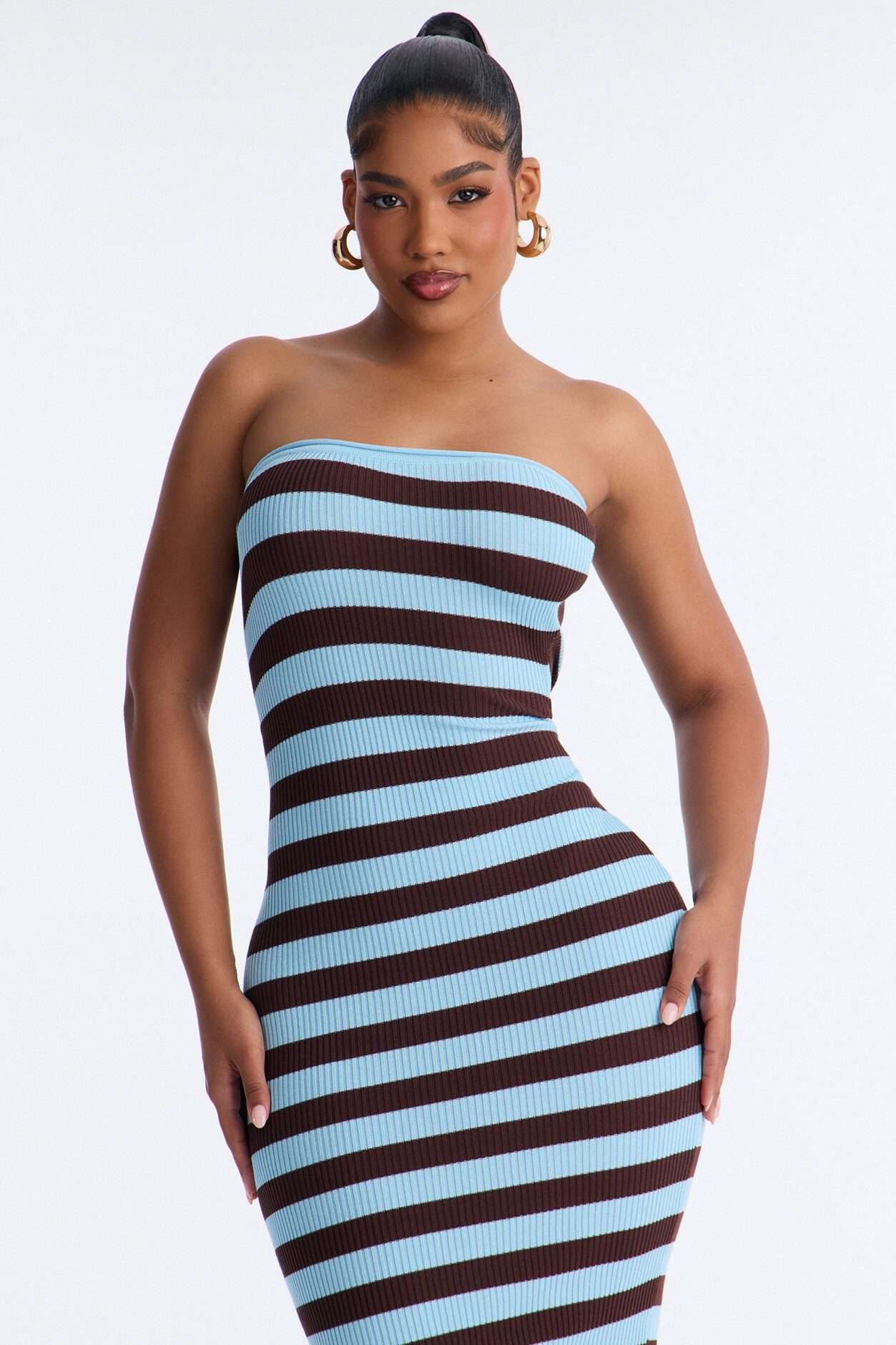 Alessi Striped Sweater Midi Dress - Blue/combo