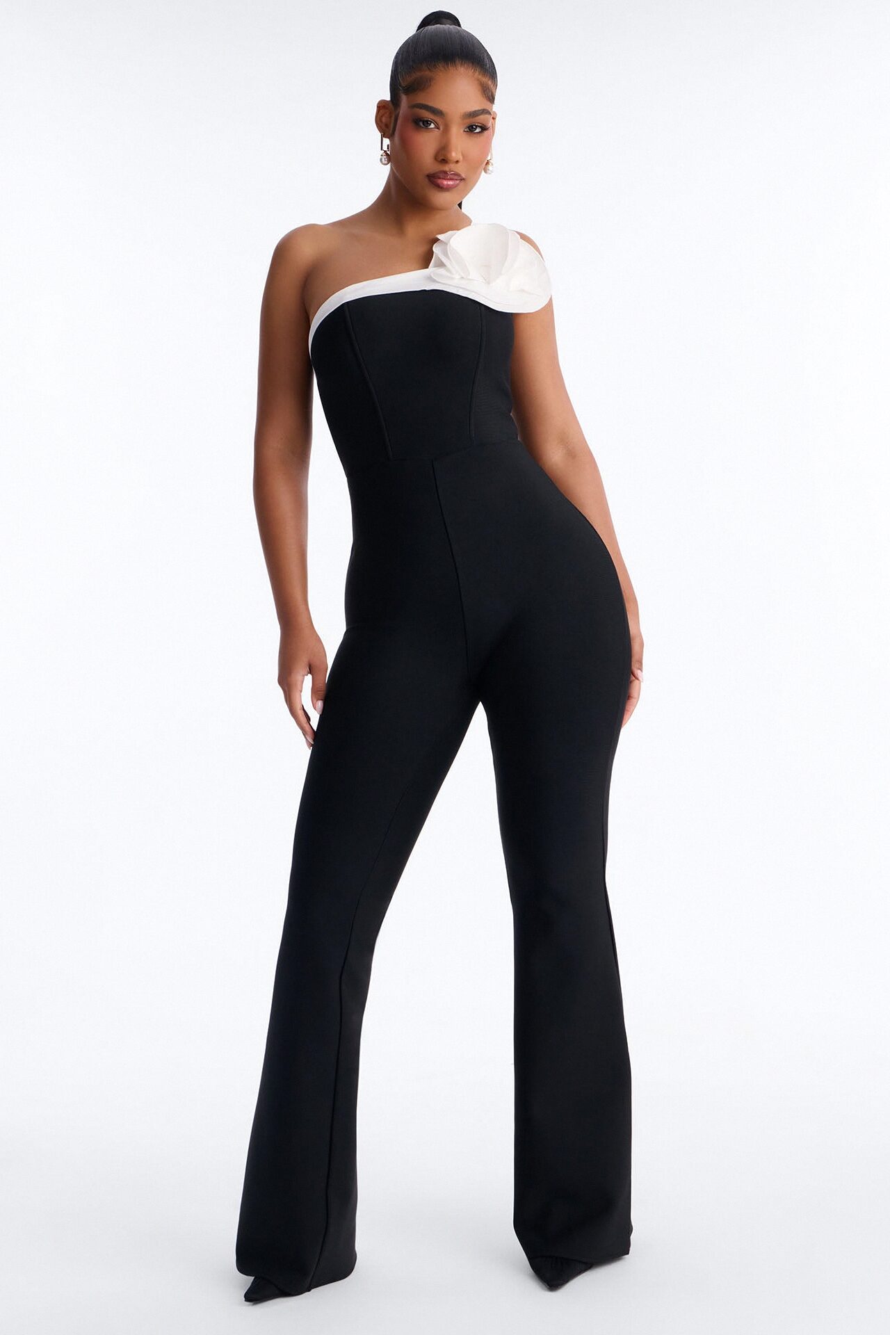 Fraya Bandage Flare Jumpsuit - Black