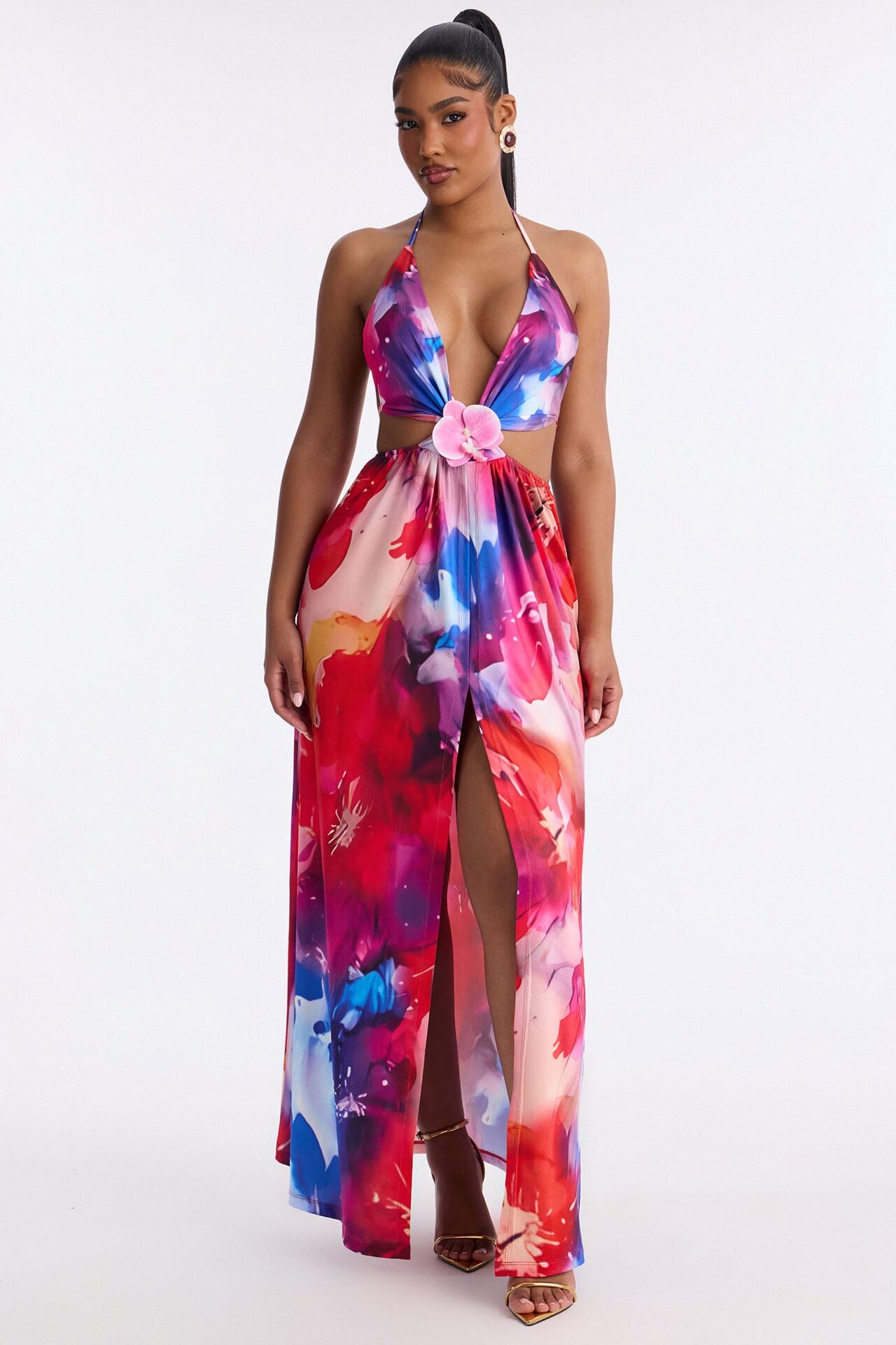 Pure Passion Cut Out Maxi Dress - Magenta/combo