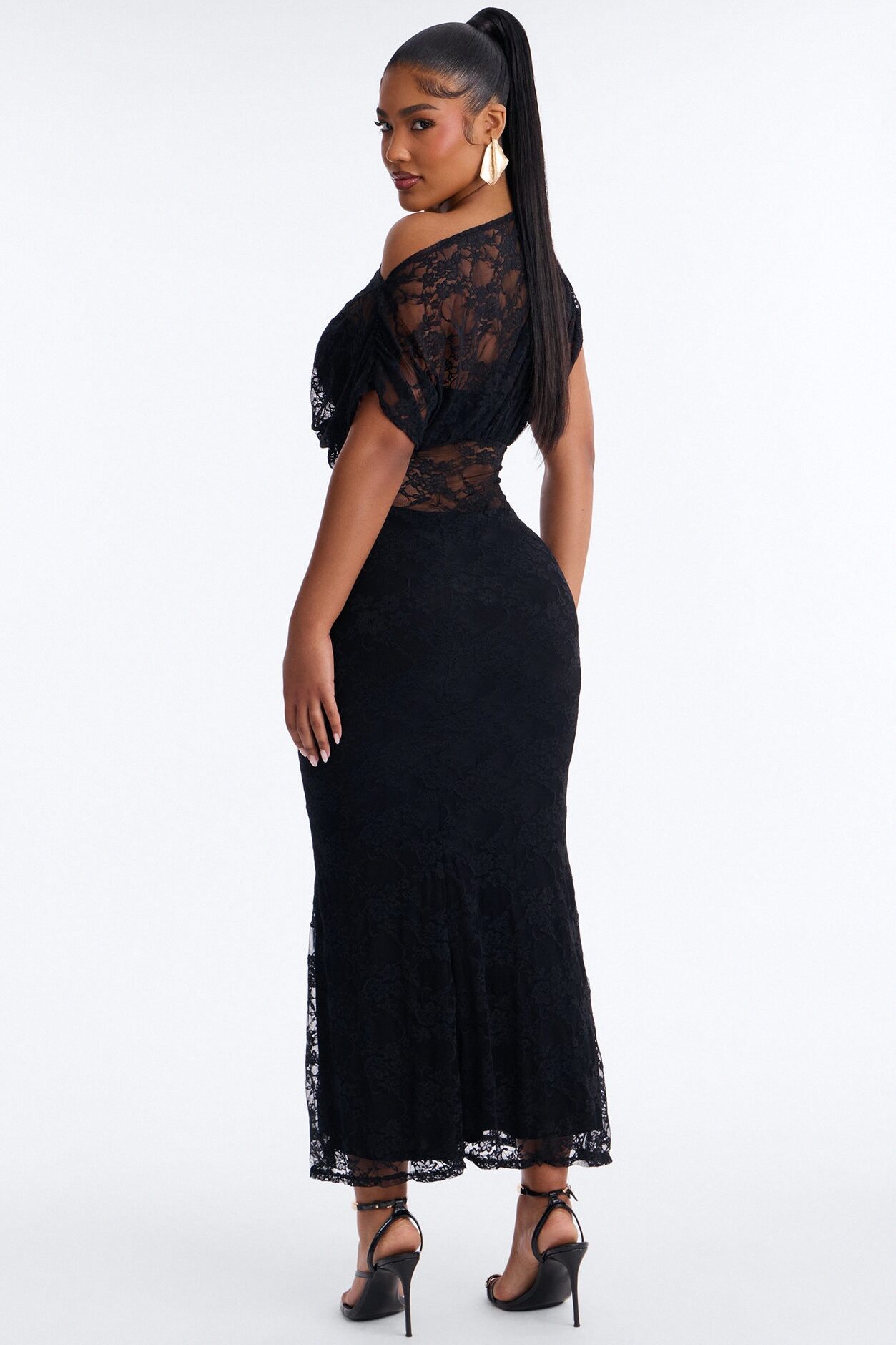 Got Me Wondering Lace Maxi Dress - Black