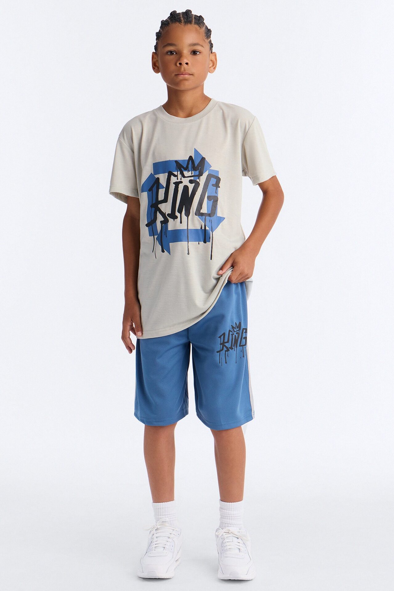 Mini King For Life Short Set - Grey/combo