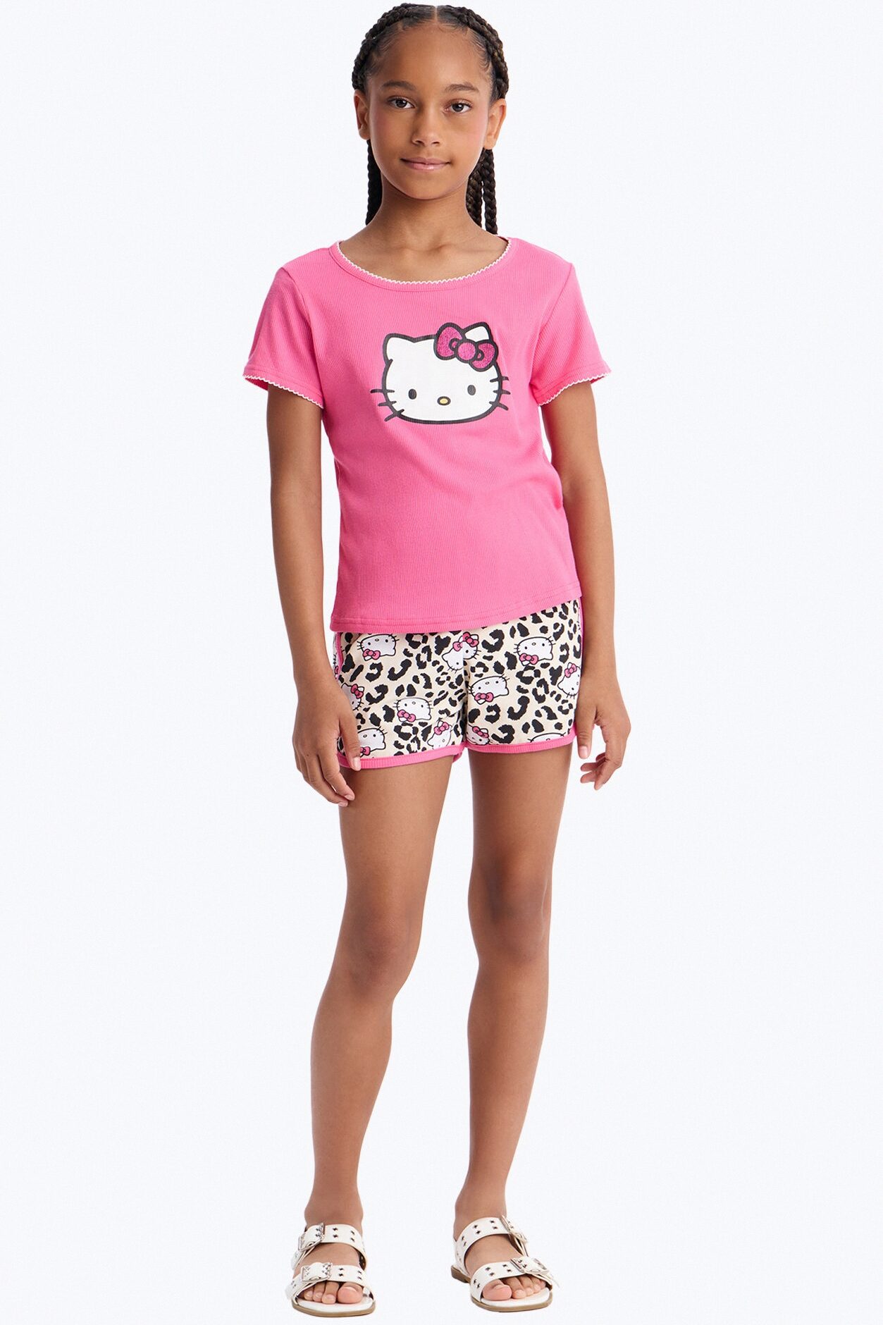 Mini Hello Kitty Shining Bright Short Set - Hot Pink/combo