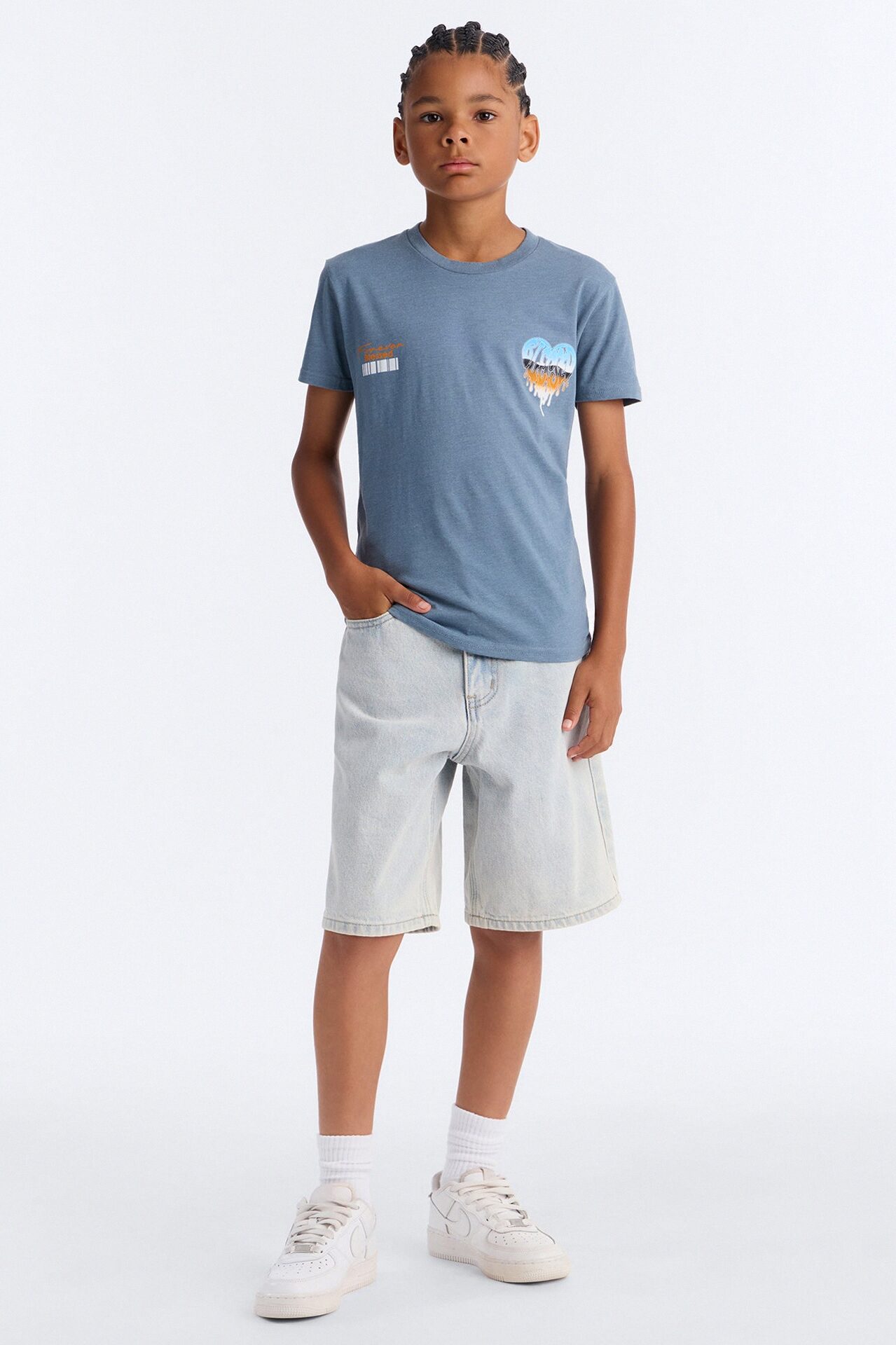 Mini Forever Blessed Short Sleeve Front/Back Tee - Blue