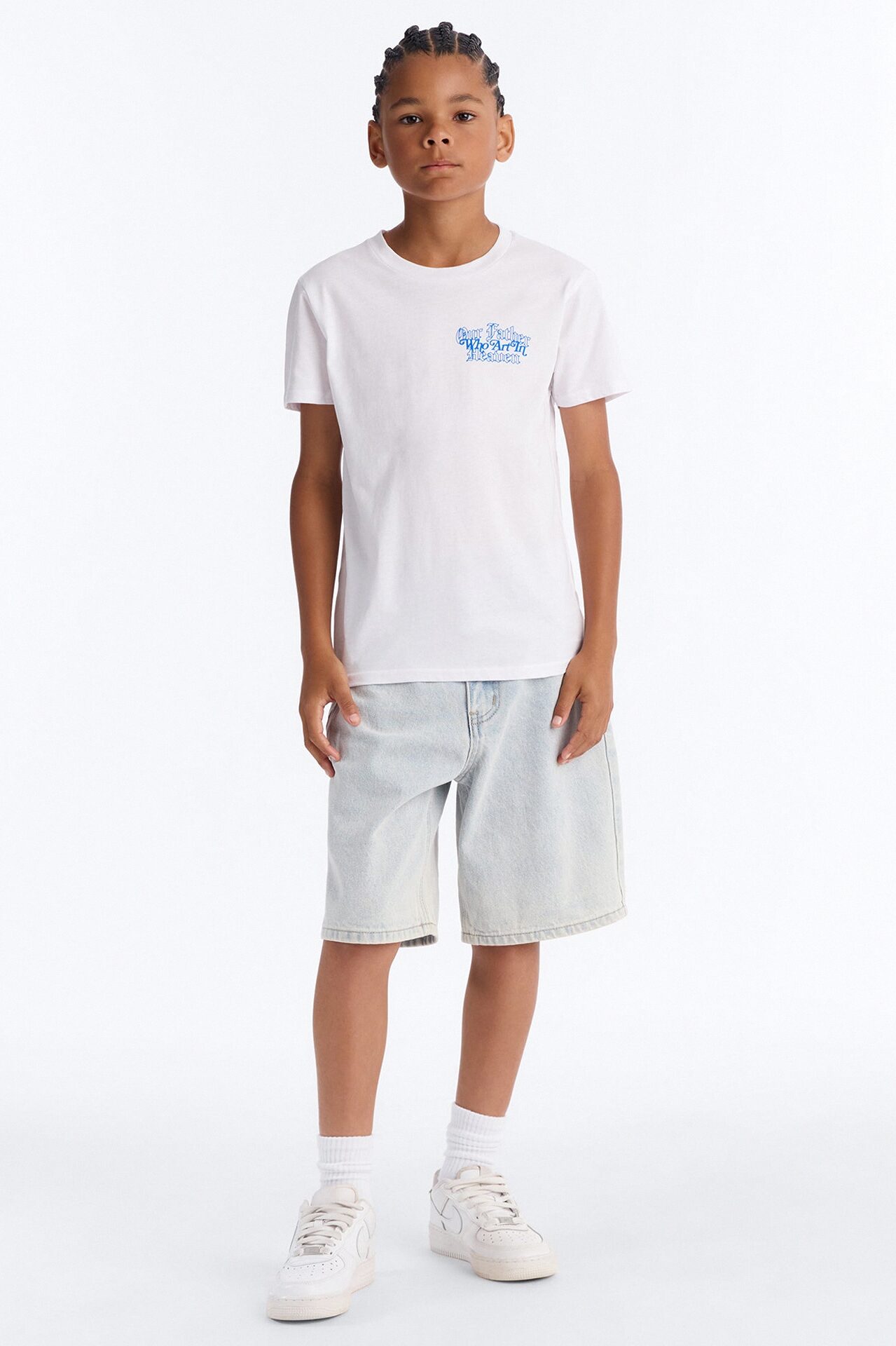 Mini Our Father Front/Back Short Sleeve Tee - White