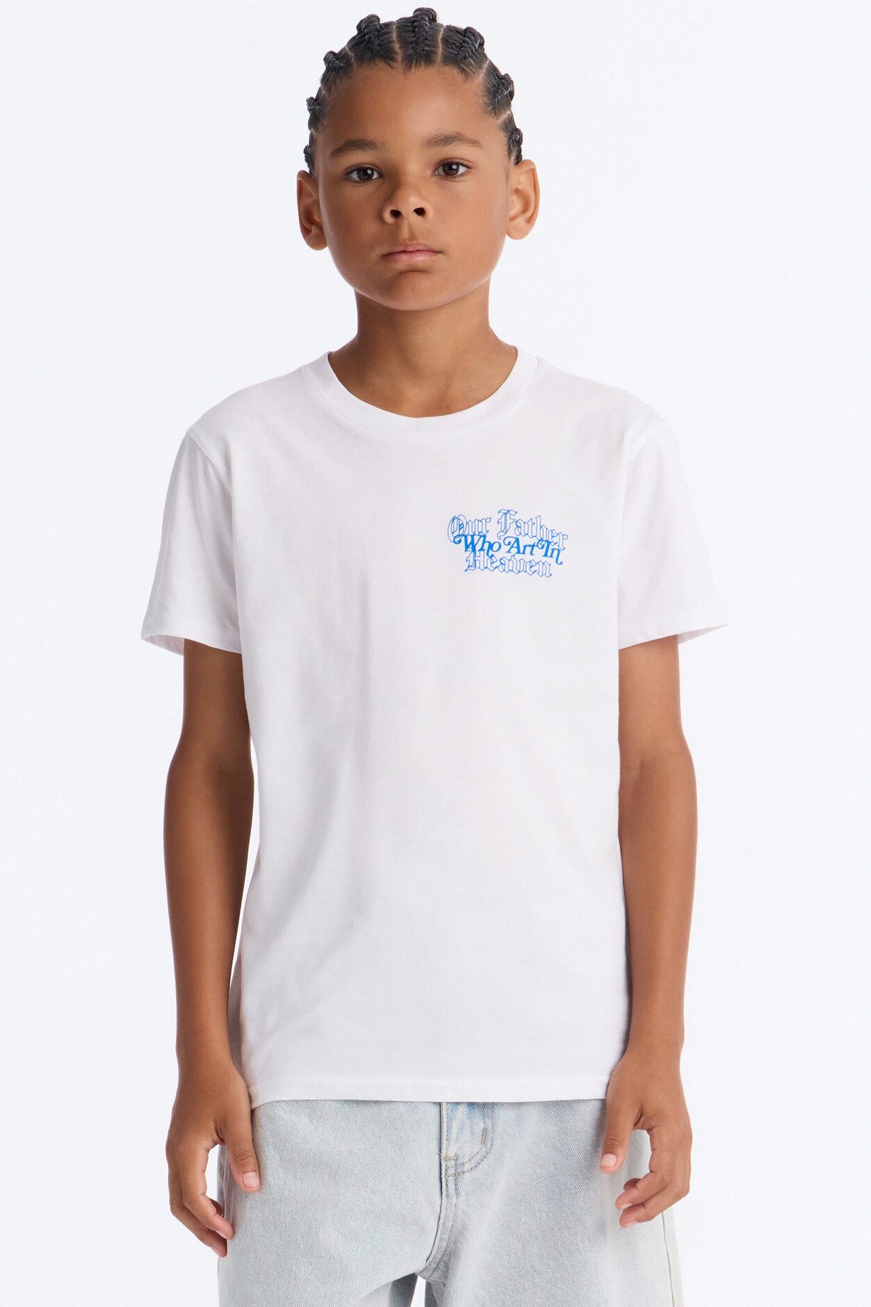 Mini Our Father Front/Back Short Sleeve Tee - White