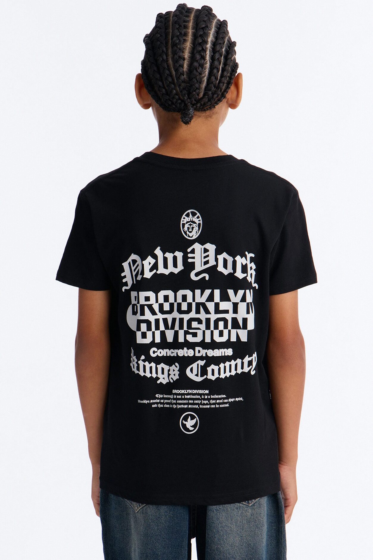 Mini Brooklyn Division Short Sleeve Front/Back Tee - Black