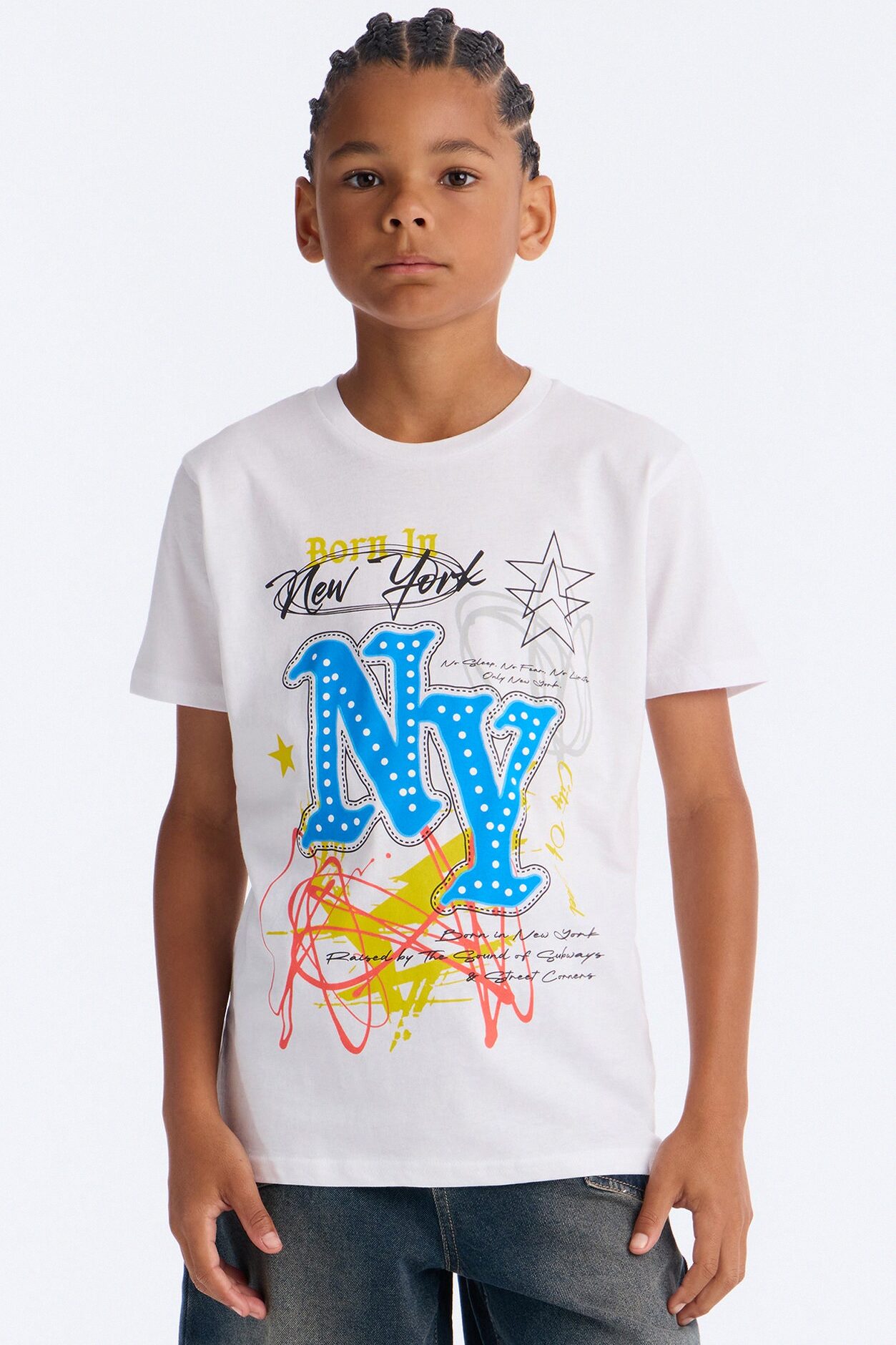 Mini Born In New York Short Sleeve Tee - White