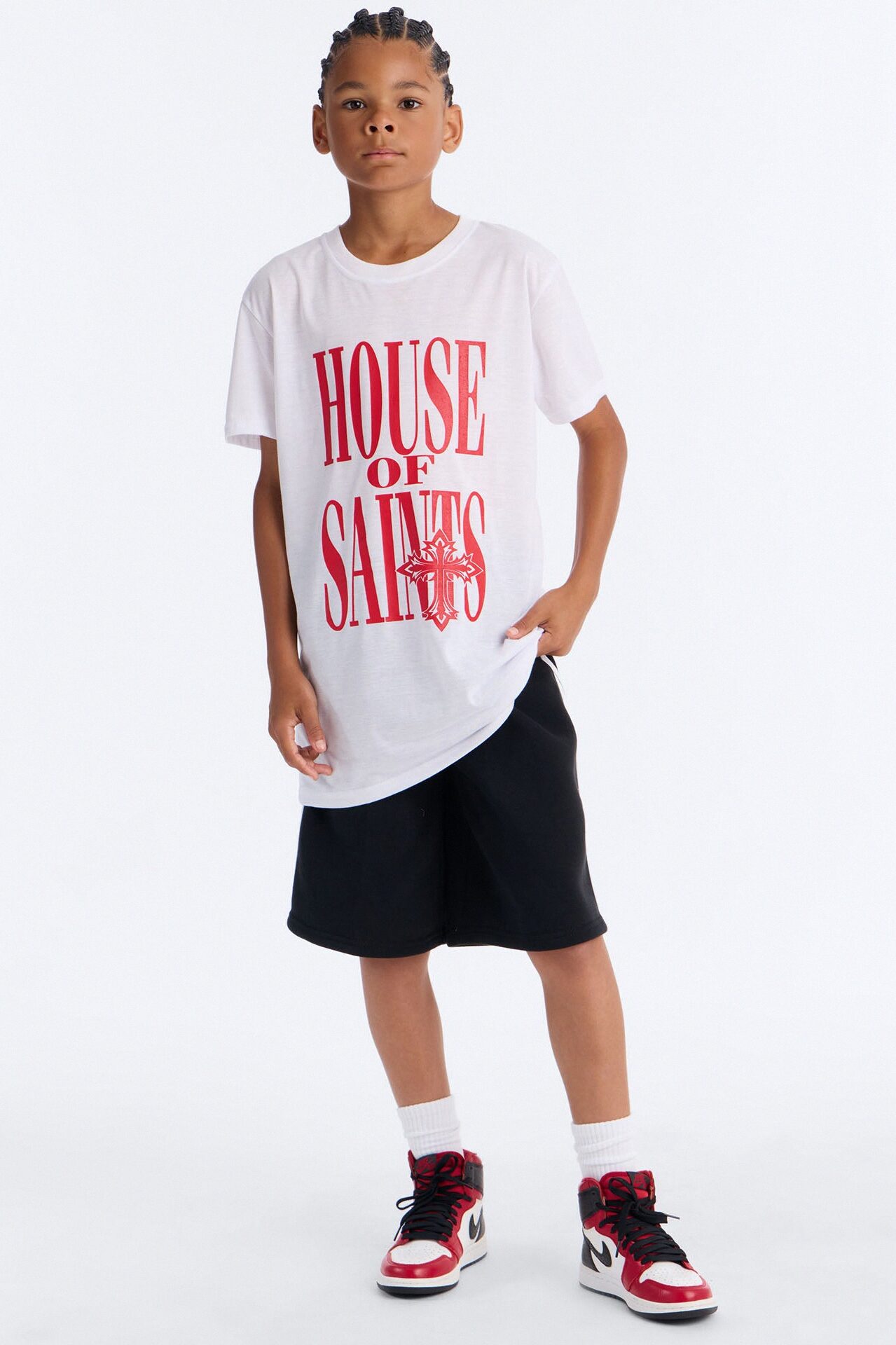 Mini House Of Saints Short Set - White/Black